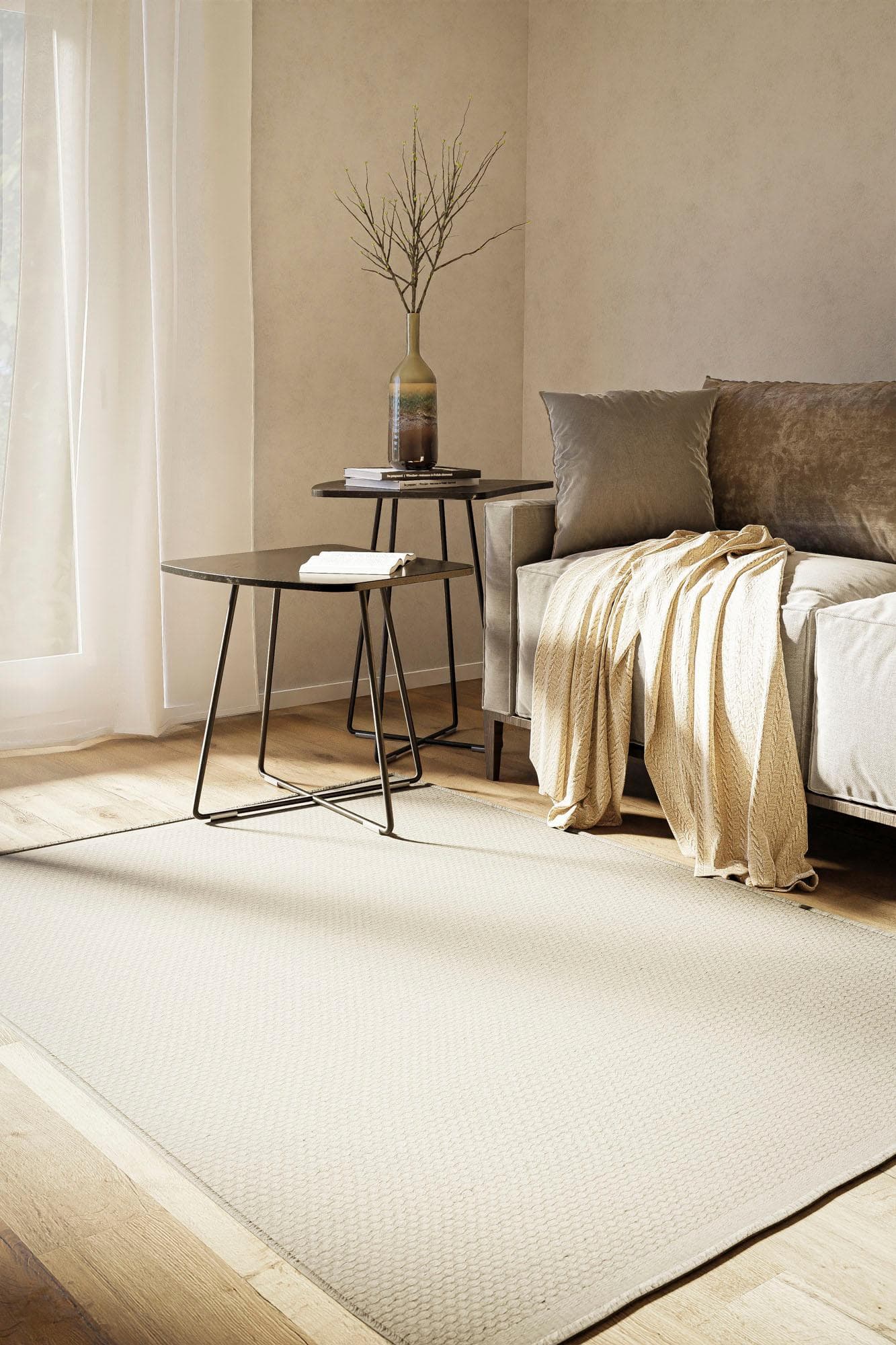 MyFlair Wollteppich WOOLY DREAM Beige Handgewebt Wendeteppich