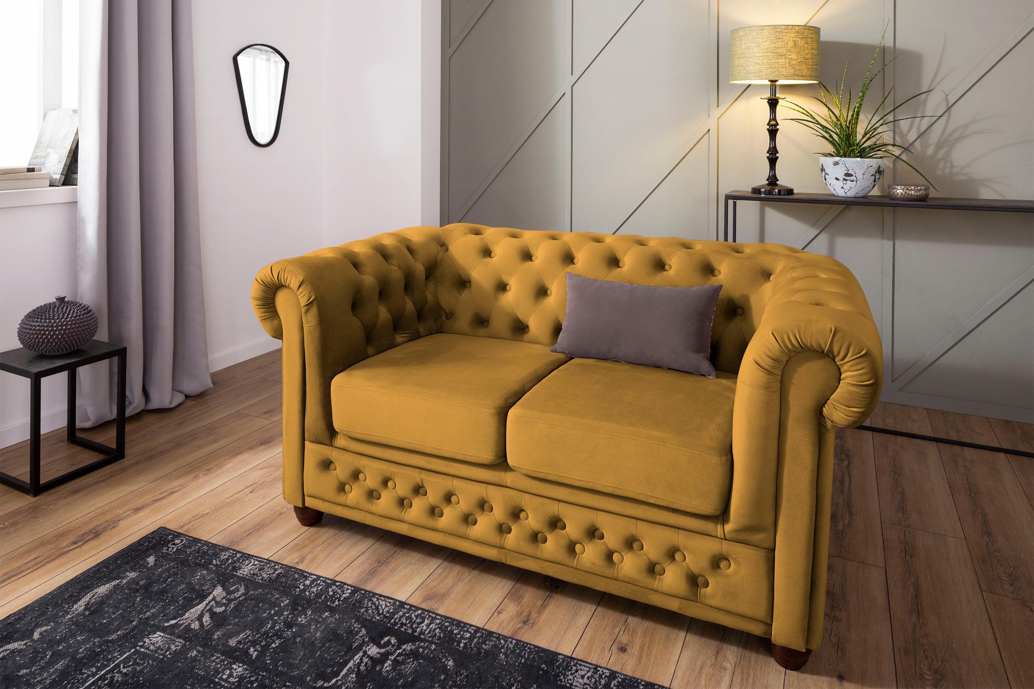 Home Affaire Chesterfield-Sofa New Castle Gelb Samtoptik