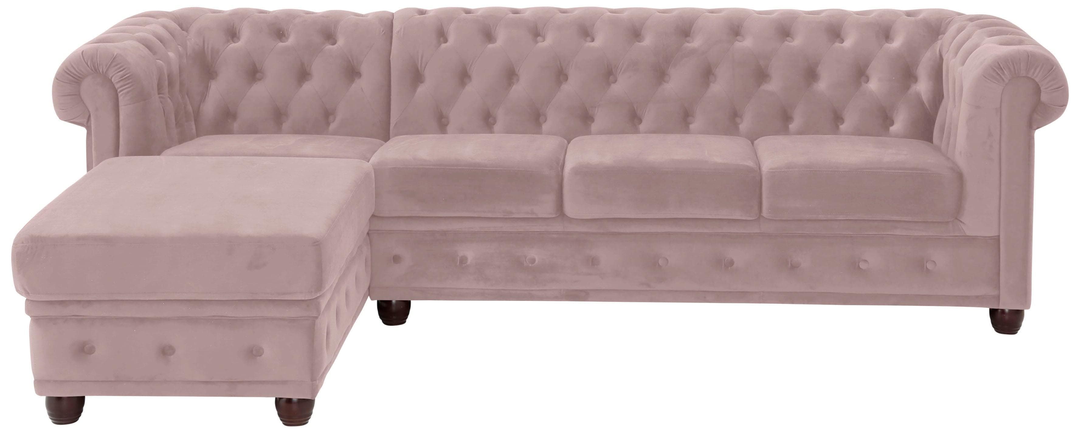 HOME AFFAIRE Chesterfield-Sofa L-Form Rosa Samtoptik