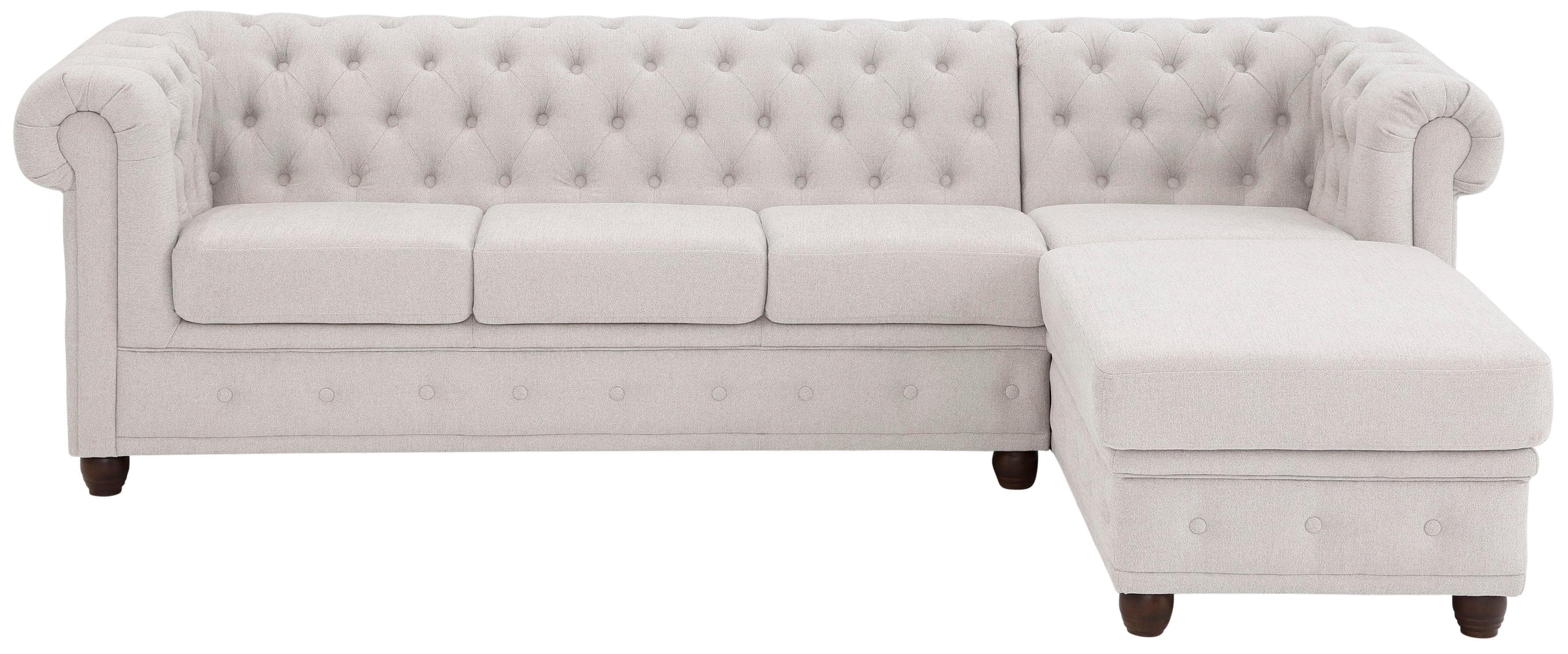 HOME AFFAIRE Chesterfield-Sofa L-Form Silber mit Ottomane