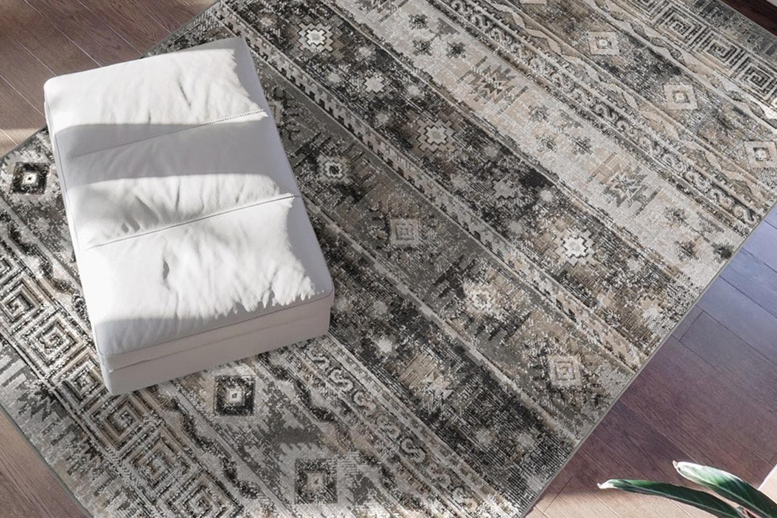 Vintage Design Teppich in Grau, Kunstfaser, 160x230 cm