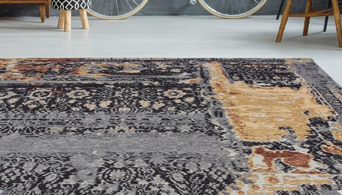 Vintage-Teppich in bunten und blauen Farben