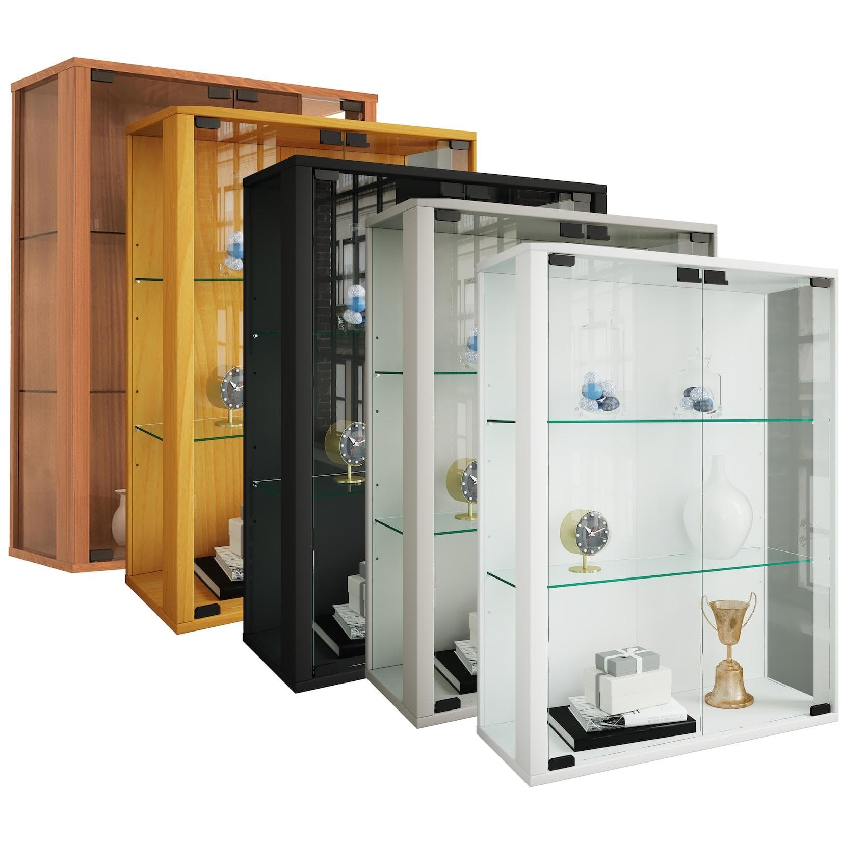 VCM Glasvitrine hängend Schwarz mit ESG-Sicherheitsglas