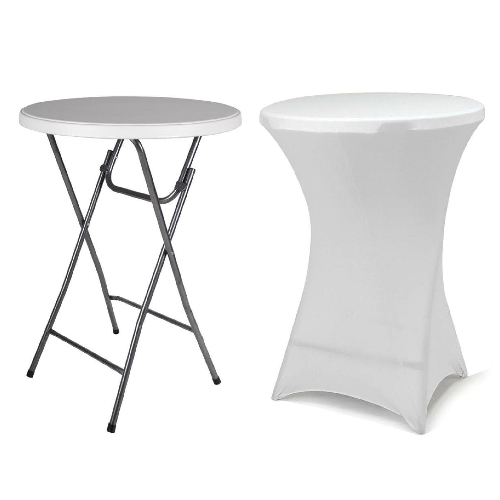 VCM Gartentisch Stehtisch Rund Klappbar Weiß