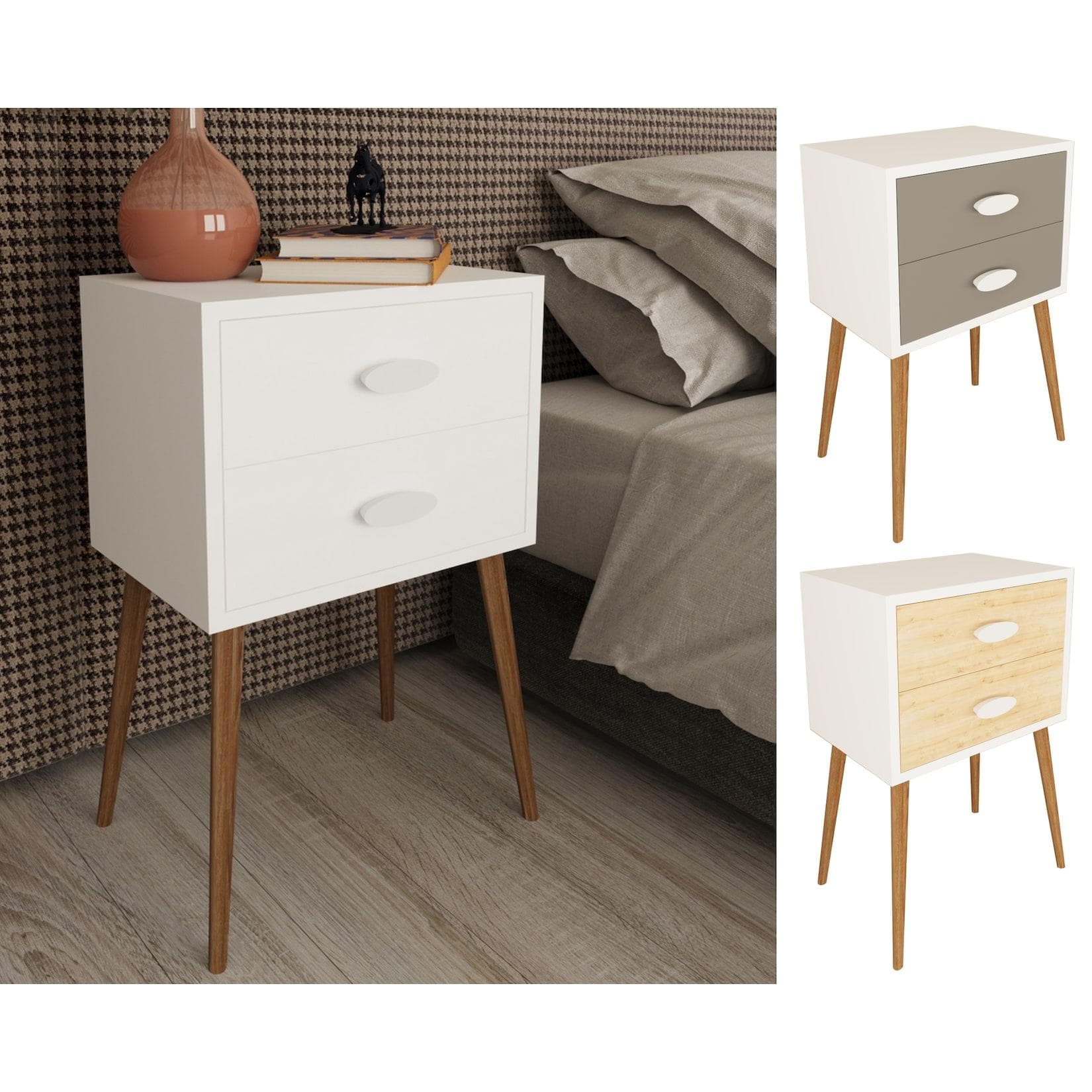 Holz-Nachttisch mit Schublade - Großzügiges Design