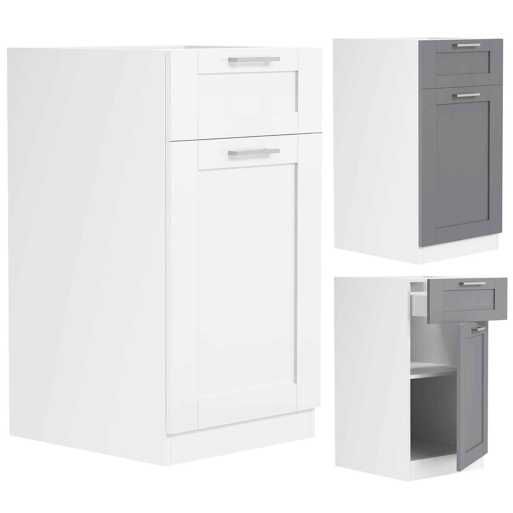 VCM Unterschrank Küchenschrank Weiß Holzwerkstoff Metall