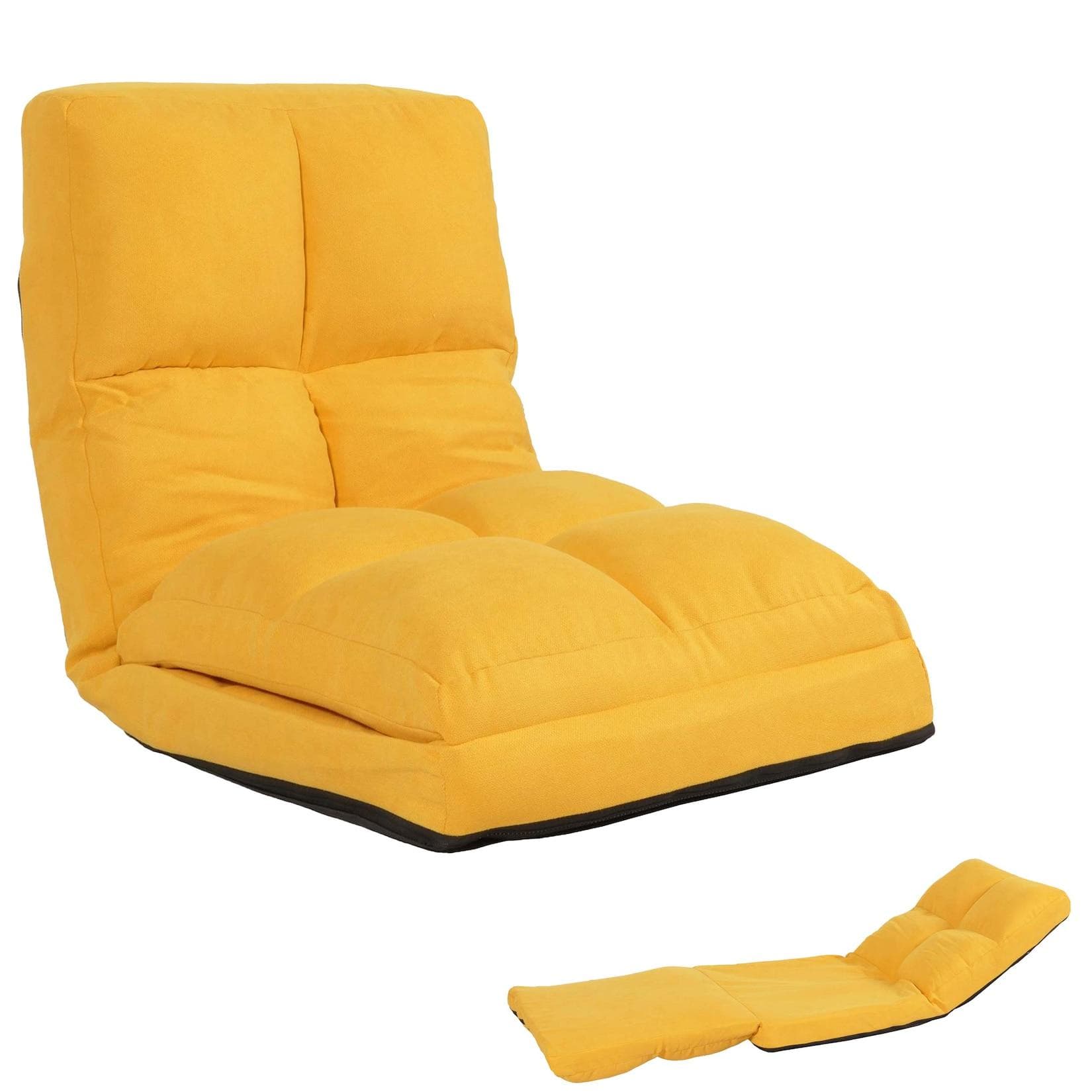 Bodensessel MCW-N45 Schlafsessel Klappsessel Funktionssessel Samt Gelb