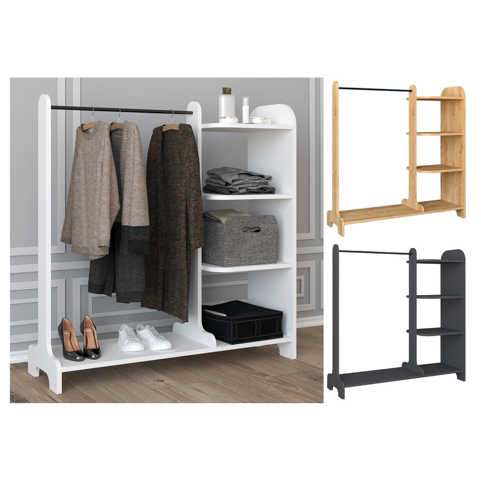 VCM Kleiderschrank Offener begehbarer Lempu Schwarz Drehbar