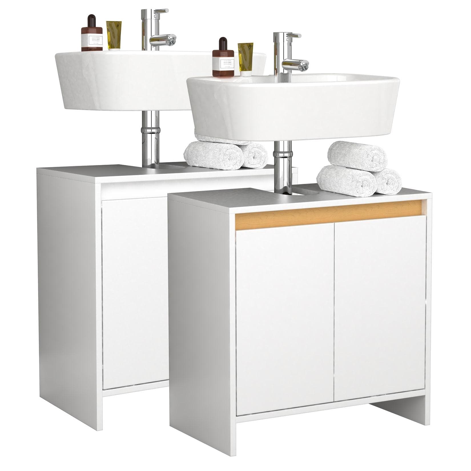 Holz-Badunterschrank mit Waschbecken