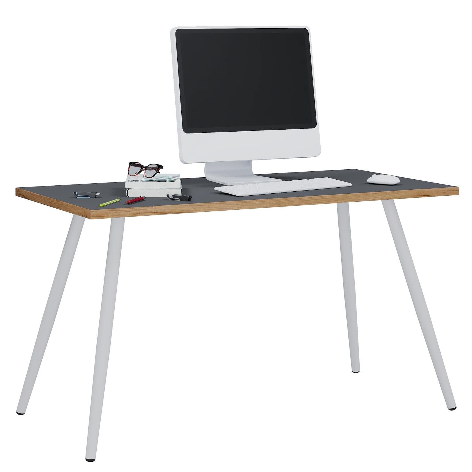 VCM my office Salia Schreibtisch Anthrazit Stahlgestell Weiß