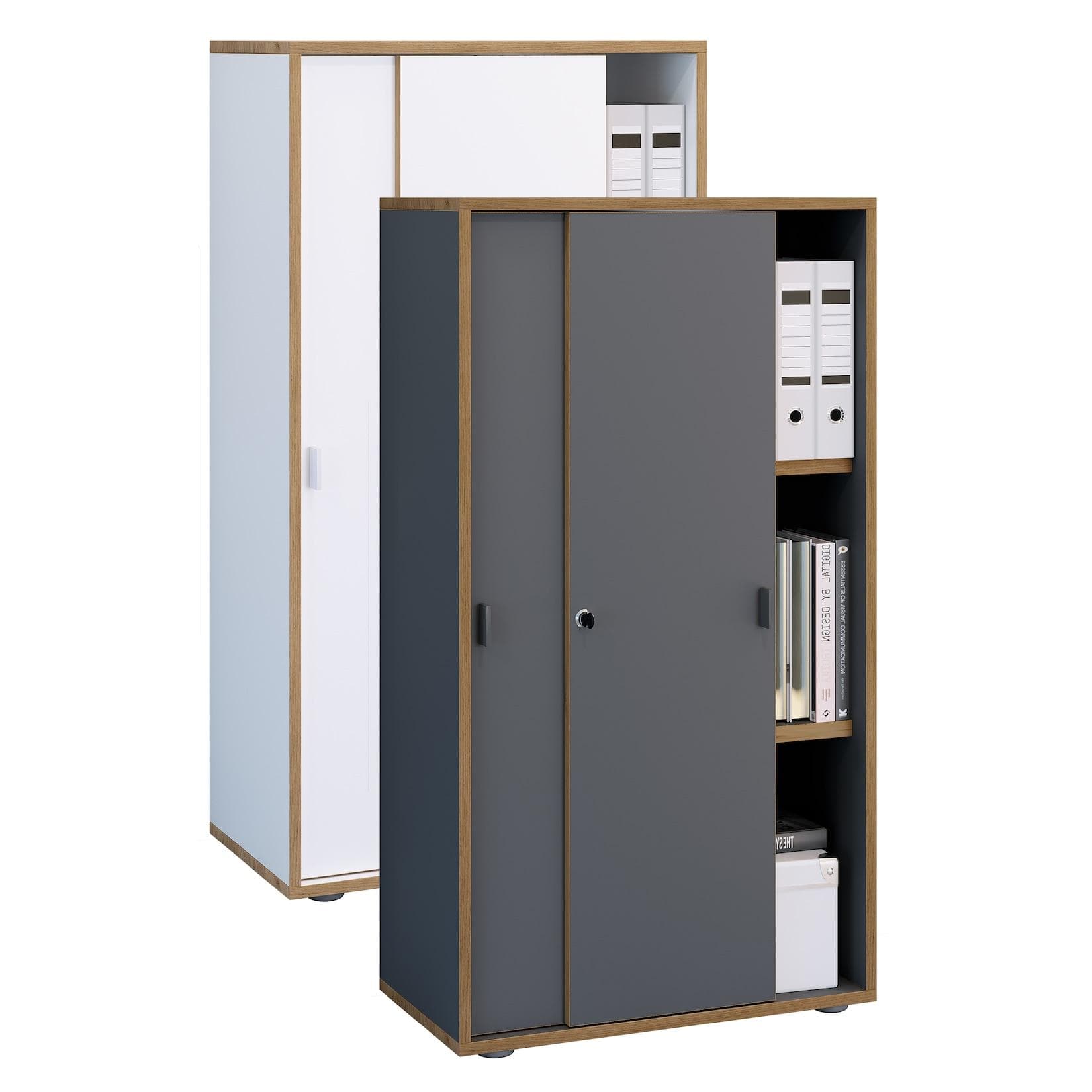 VCM Aktenschrank Salia 3fach Weiß Schiebetüren
