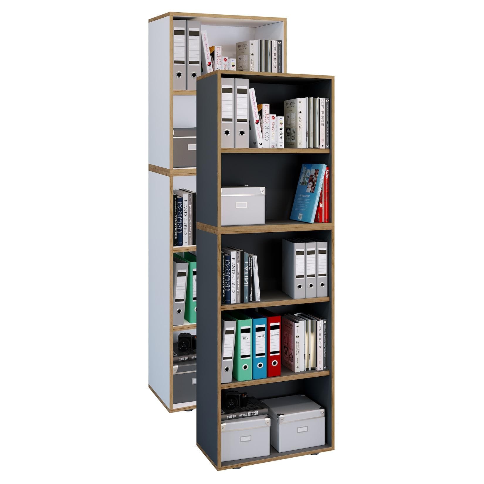 VCM Bücherregal Salia 5fach Anthrazit Höhenverstellbar