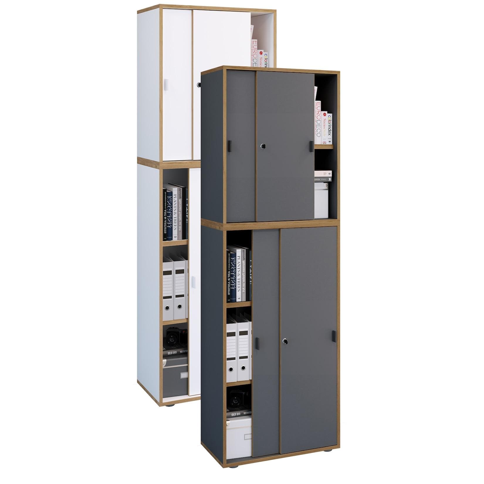VCM Salia Aktenschrank mit Schiebetüren und höhenverstellbaren Fachböden