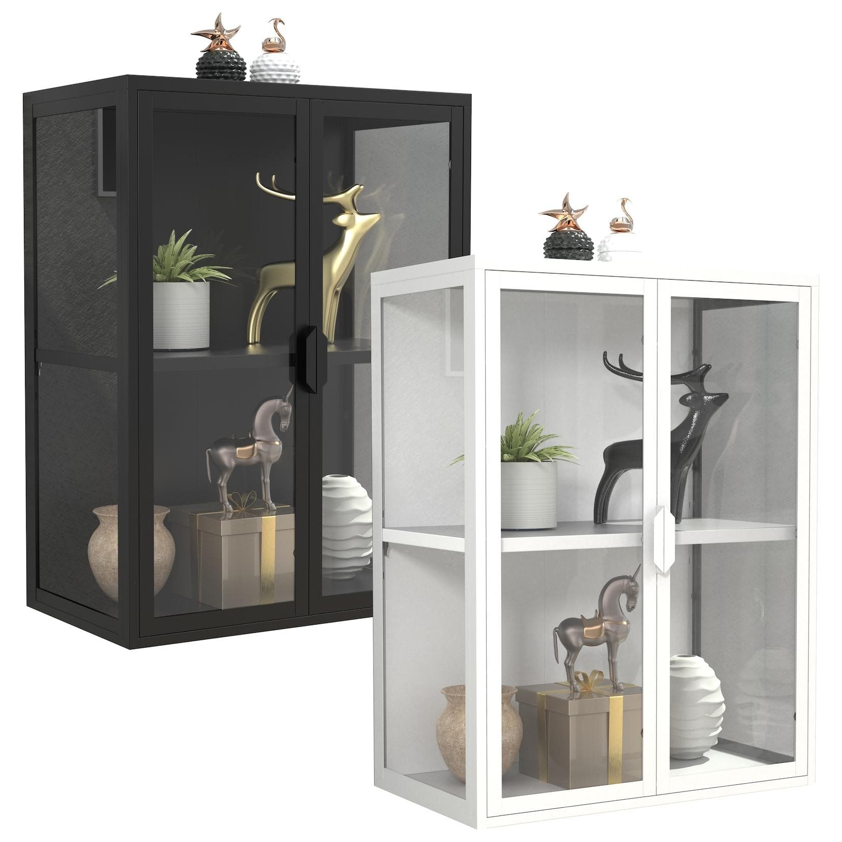 VCM Glasvitrine Flokas Weiß Hängevitrine mit Glas