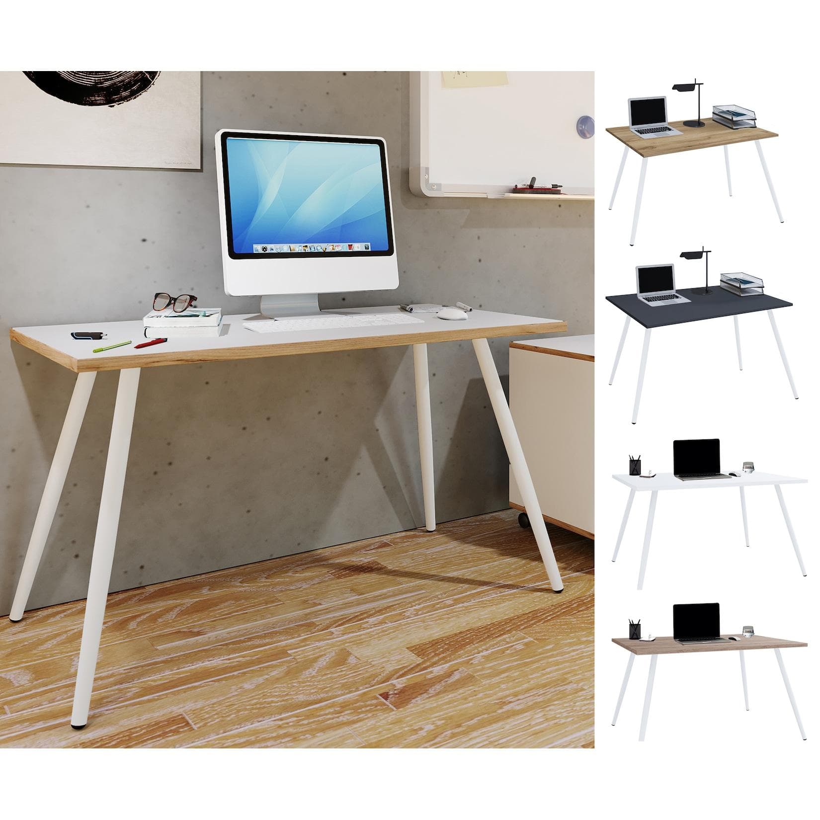 VCM Salia Schreibtisch - Robustes Holz & Skandinavischer Retro Look