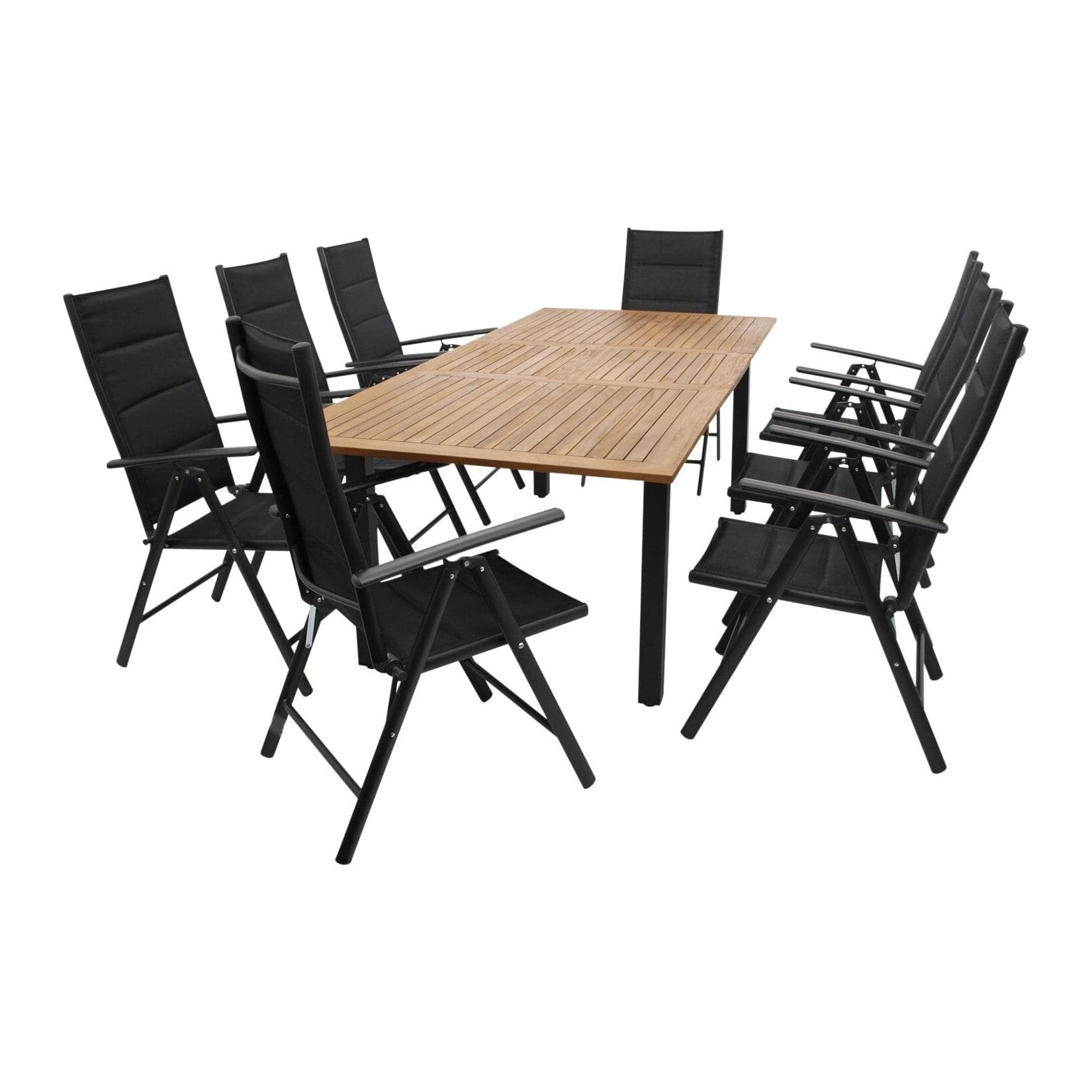 DEGAMO Gartengarnitur SARONNO 9-teilig Anthrazit Alu + Akazie