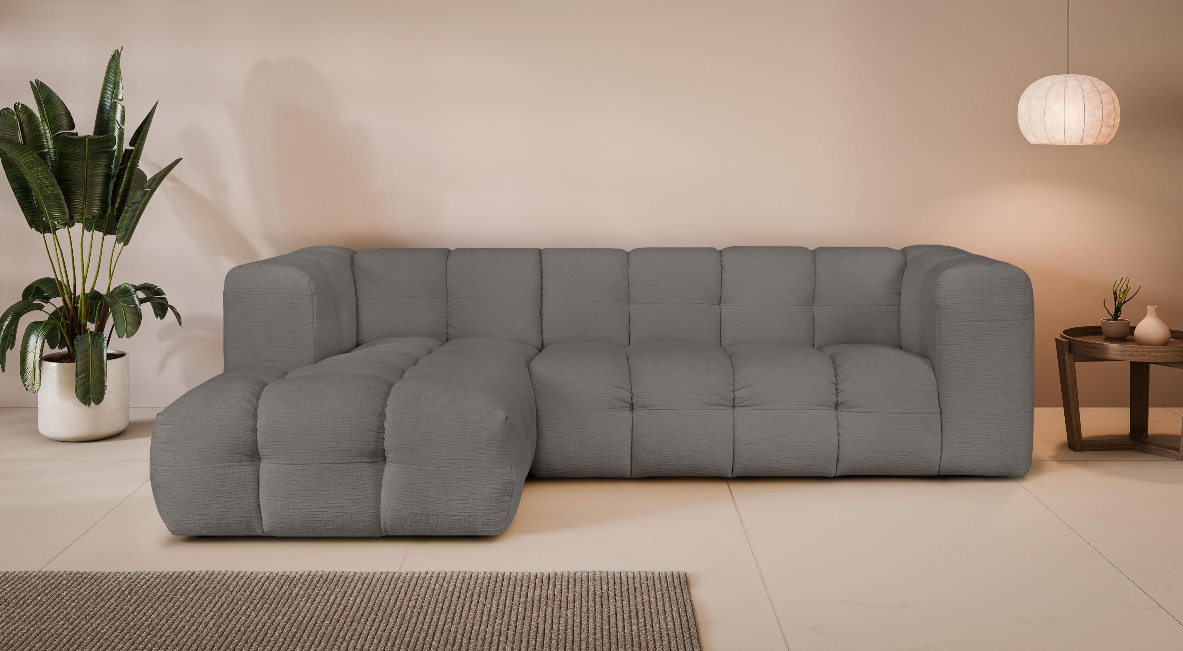 LeGer Home Ecksofa TALISHA L-Form Taupe Polyester Designersofa