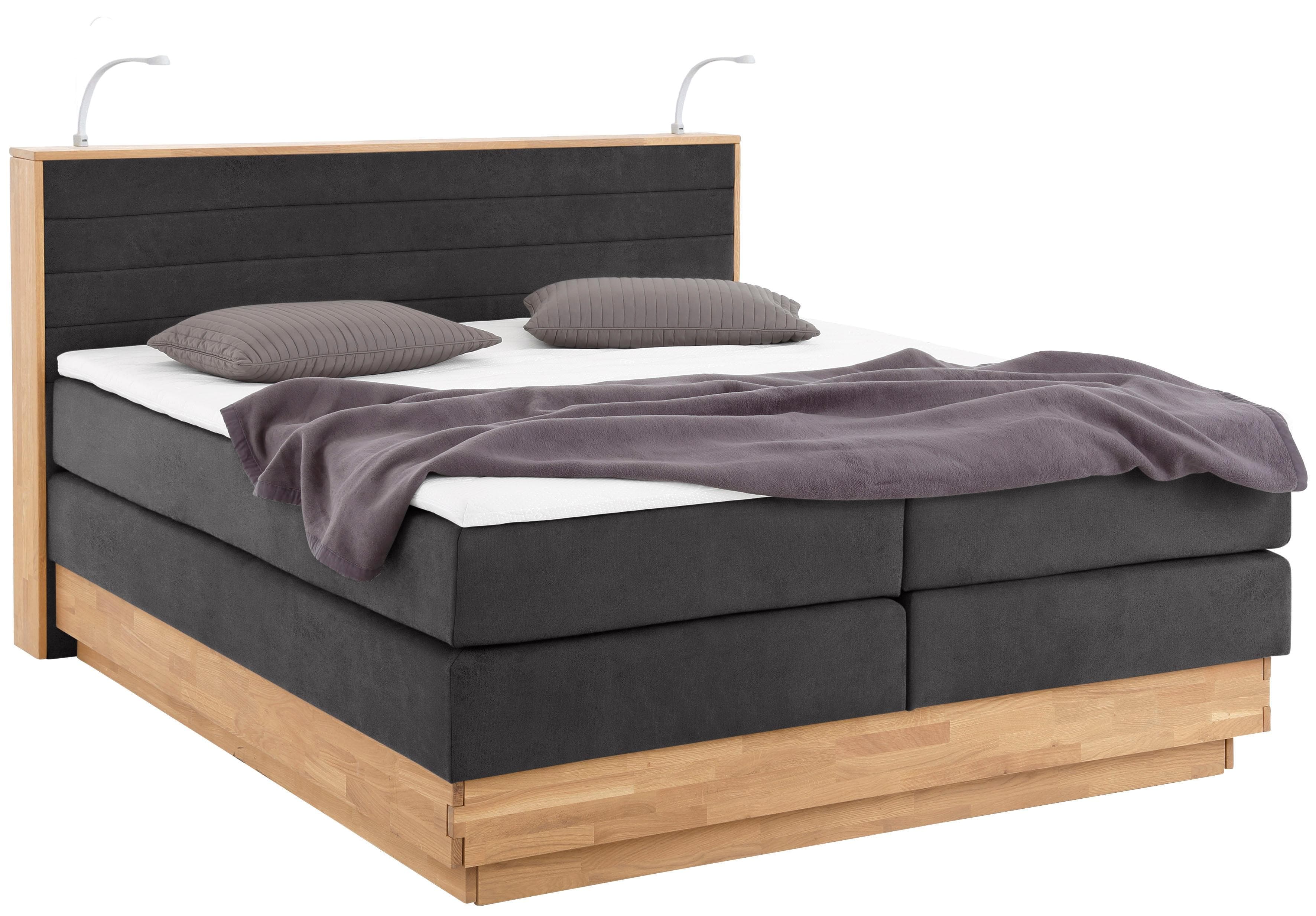 Home Affaire Boxspringbett Cavan Grau LED Beleuchtung