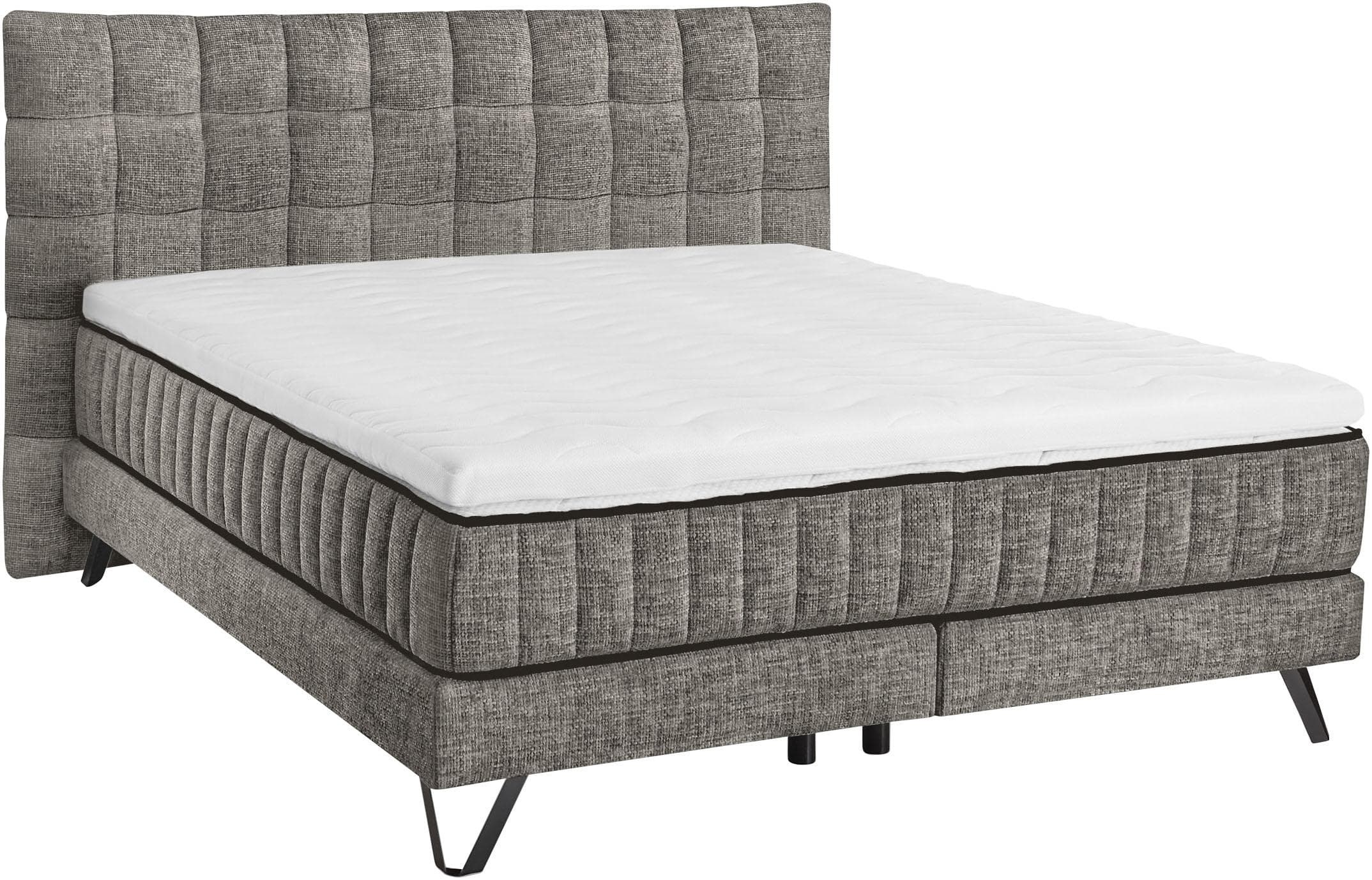 Boxspringbett Baldwin Set One by Musterring Grau 180x200 cm mit Duo-Matratze