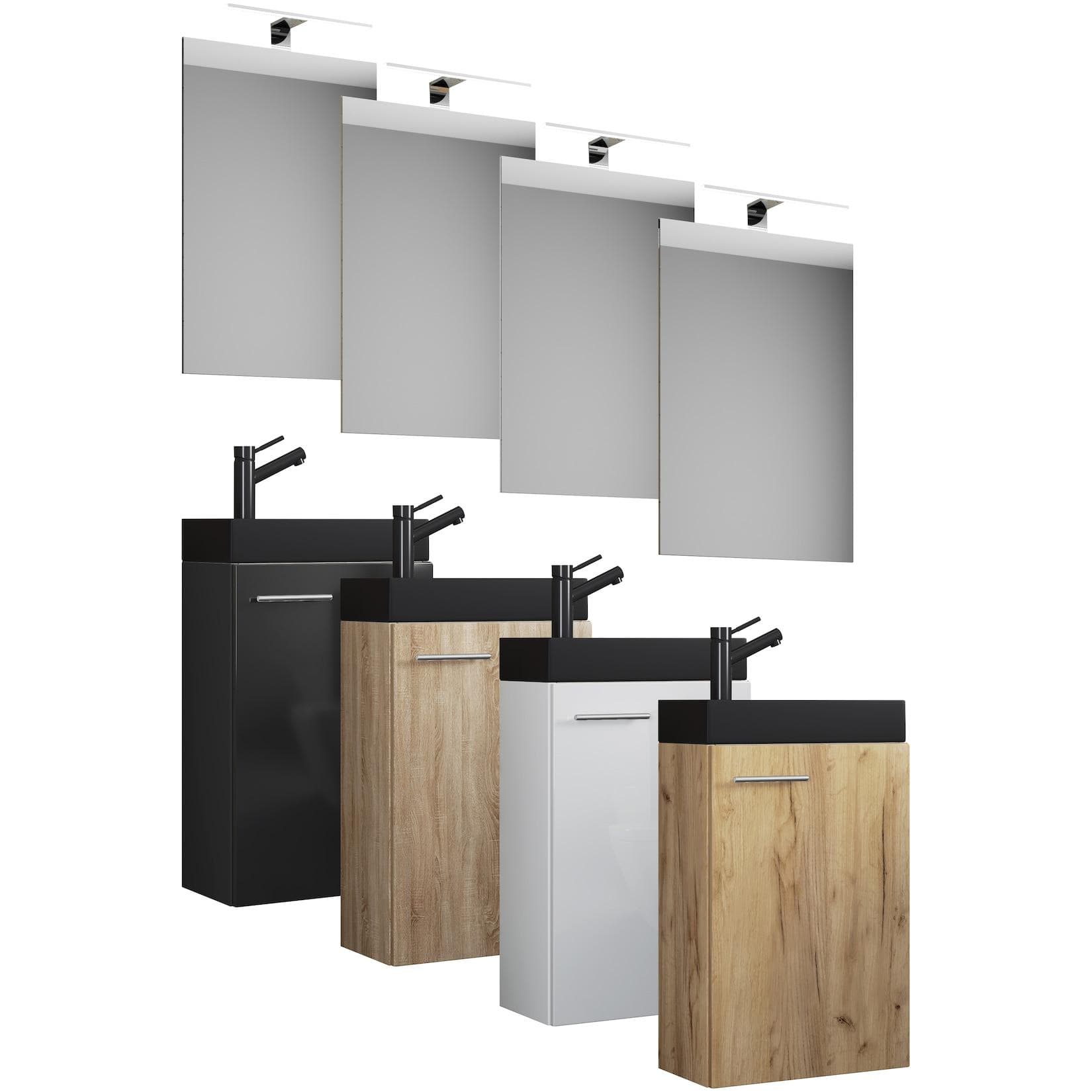 VCM Waschplatz Set 3-tlg. für Gäste WC Gästebad Waschtisch mit Spiegel