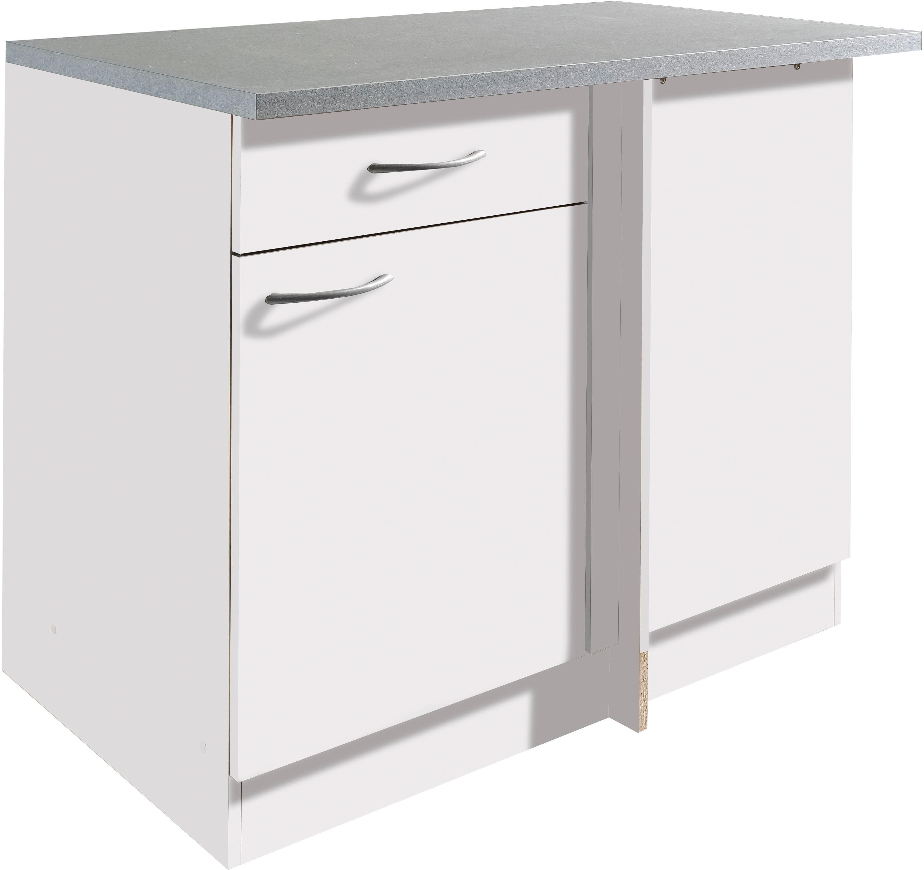 Wiho Küchen Eckunterschrank Kiel Weiß Grau Arbeitsplatte