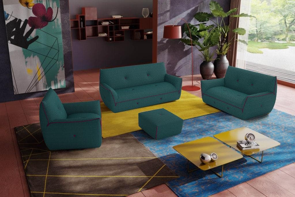 EGOITALIANO Yuki Polstergarnitur Bunt 2,5- und 2-Sitzer Sessel Hocker