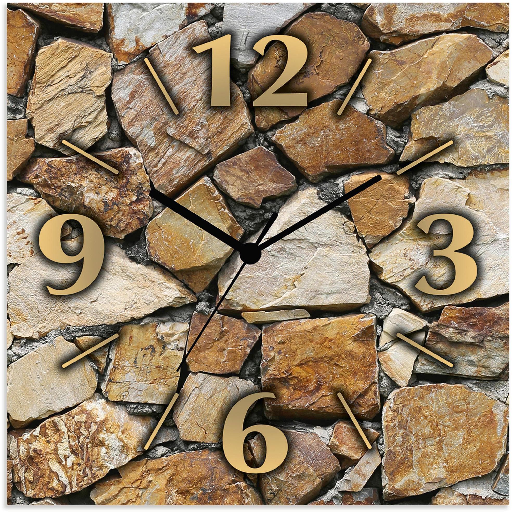 Artland Wanduhr Braune Steinwand Beige