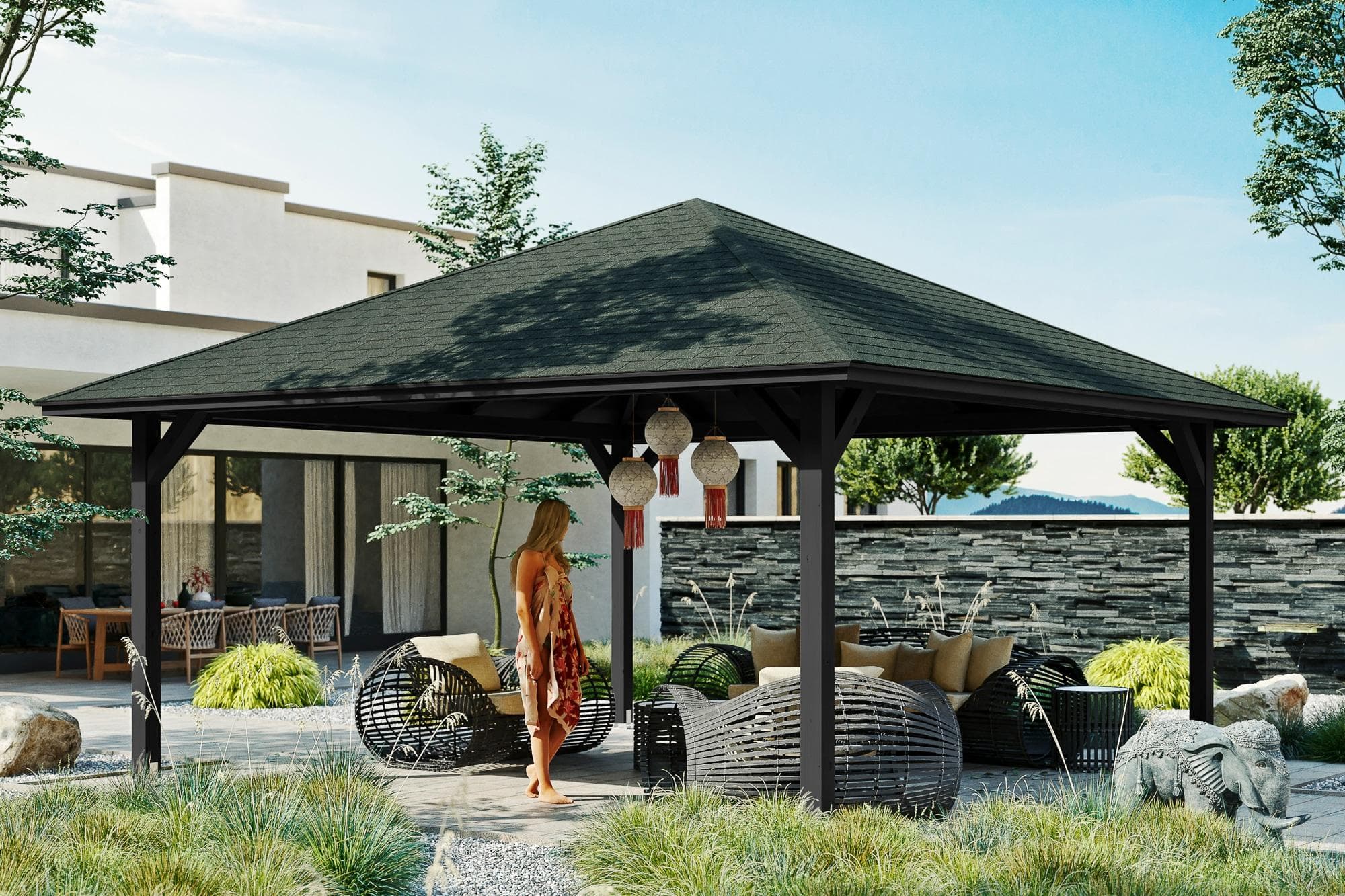 SKANHOLZ Pavillon Cannes 4 Anthrazit 569x569 cm