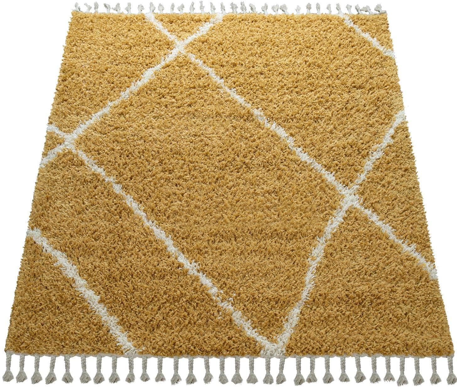 PACO HOME Hochflor-Teppich Helsinki 531 Gelb Shaggy