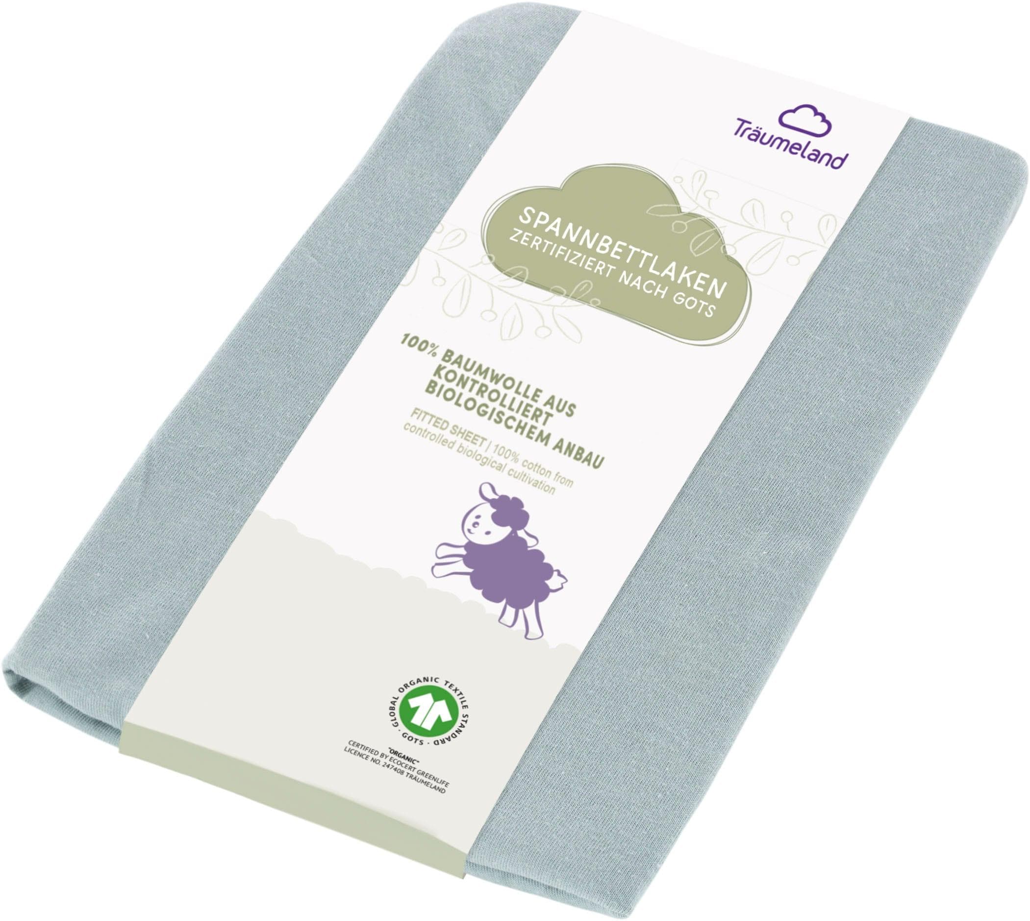 TRÄUMELAND Spannbetttuch Baby 40x90 cm Mint Jersey Bio-Baumwolle