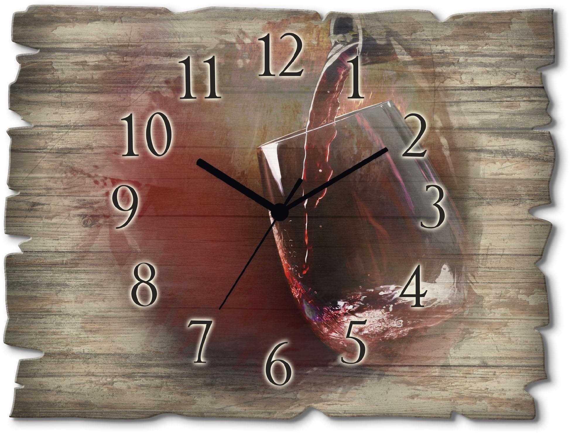 ARTLAND Wanduhr Wein Rotwein Holz Vintage-Look