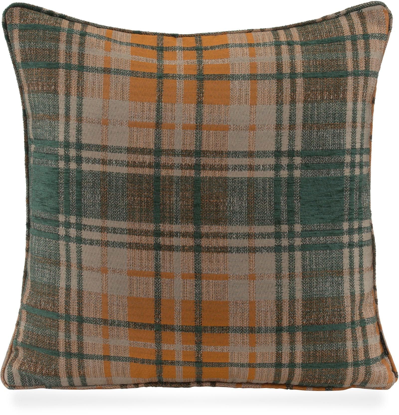 H.O.C.K. Dekokissen Eddy Kariert Dunkelgrün Orange