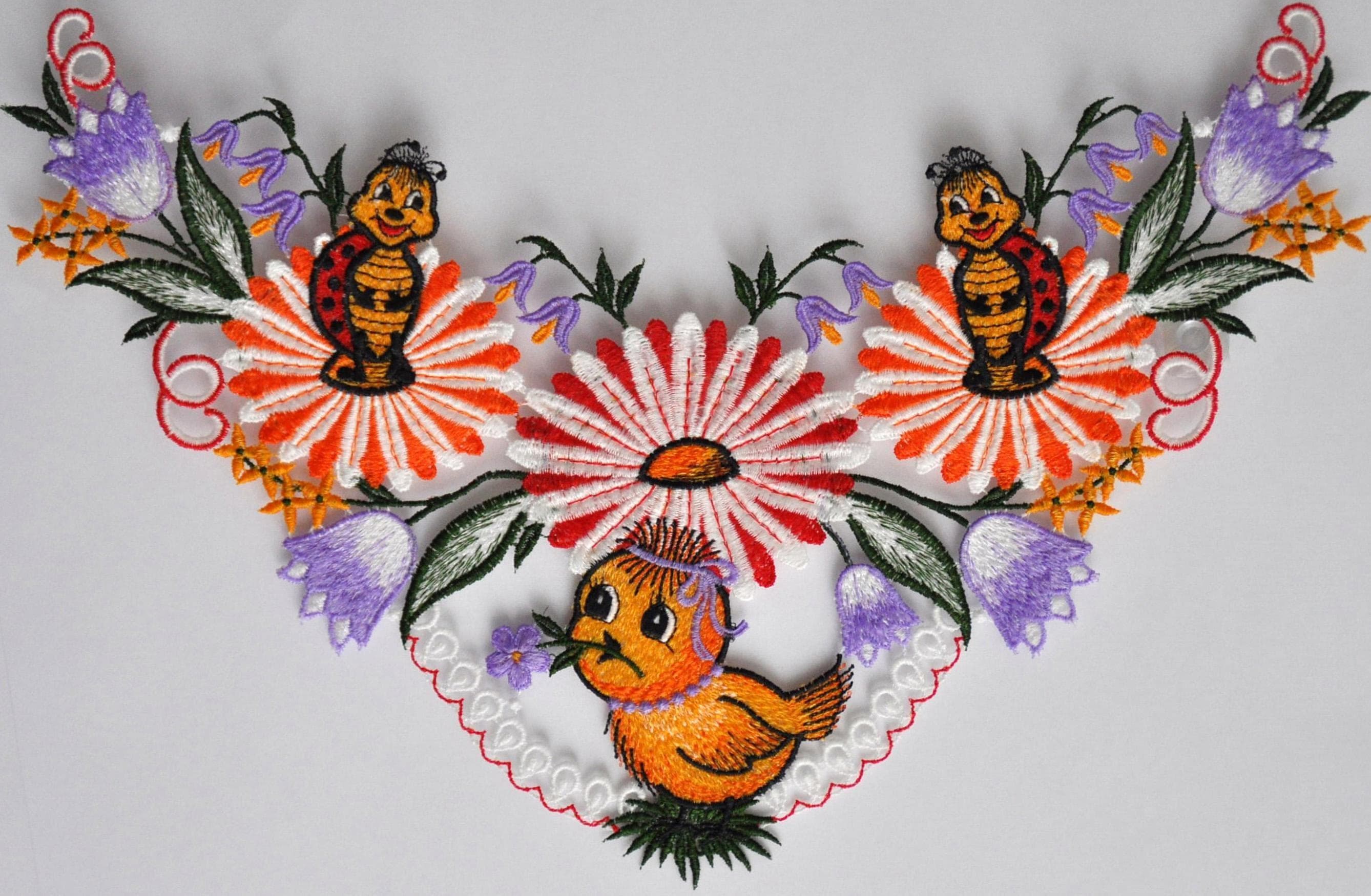 Stickereien Plauen Fensterbild Ostergirlande Bunt Polyester
