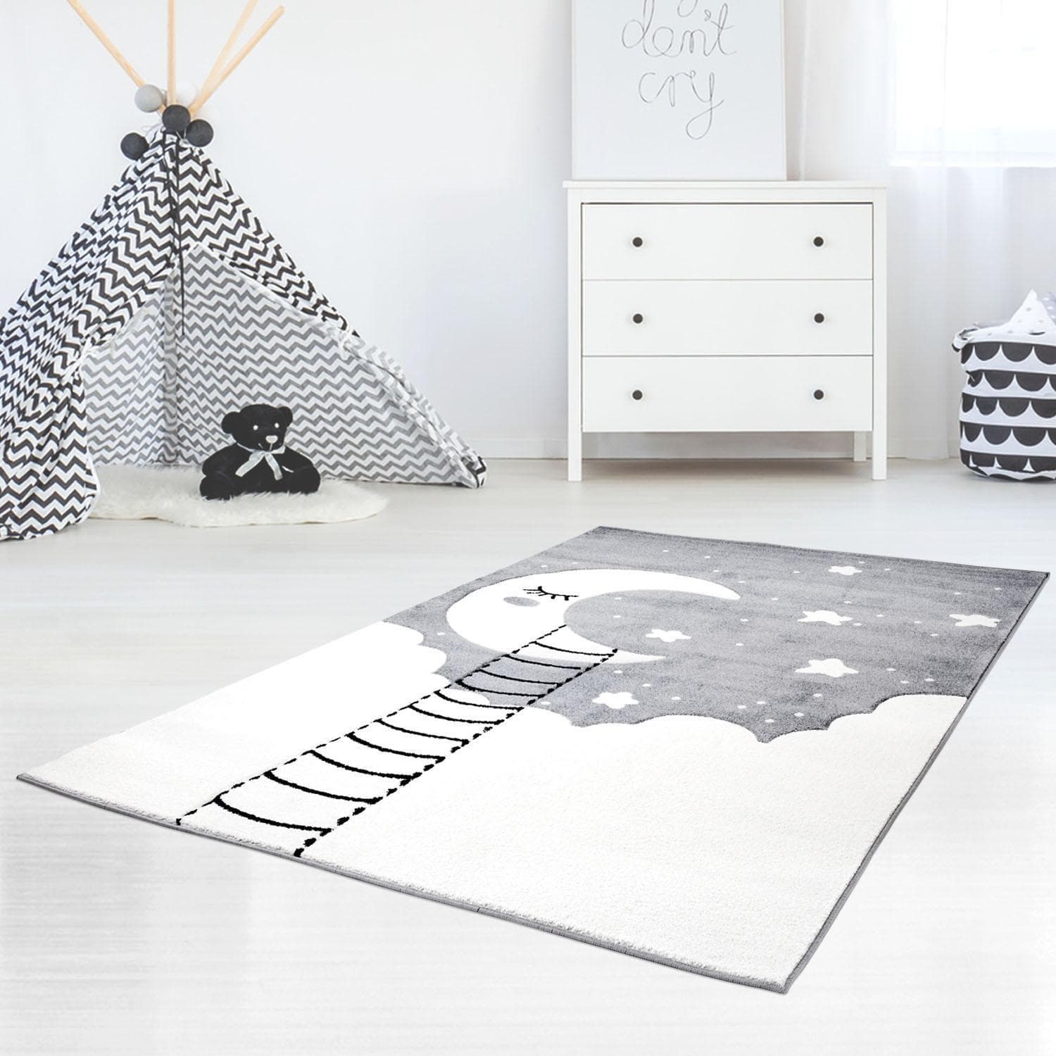 CARPET CITY Kinderteppich Bueno Kids 1314 Grau Mond Motiv