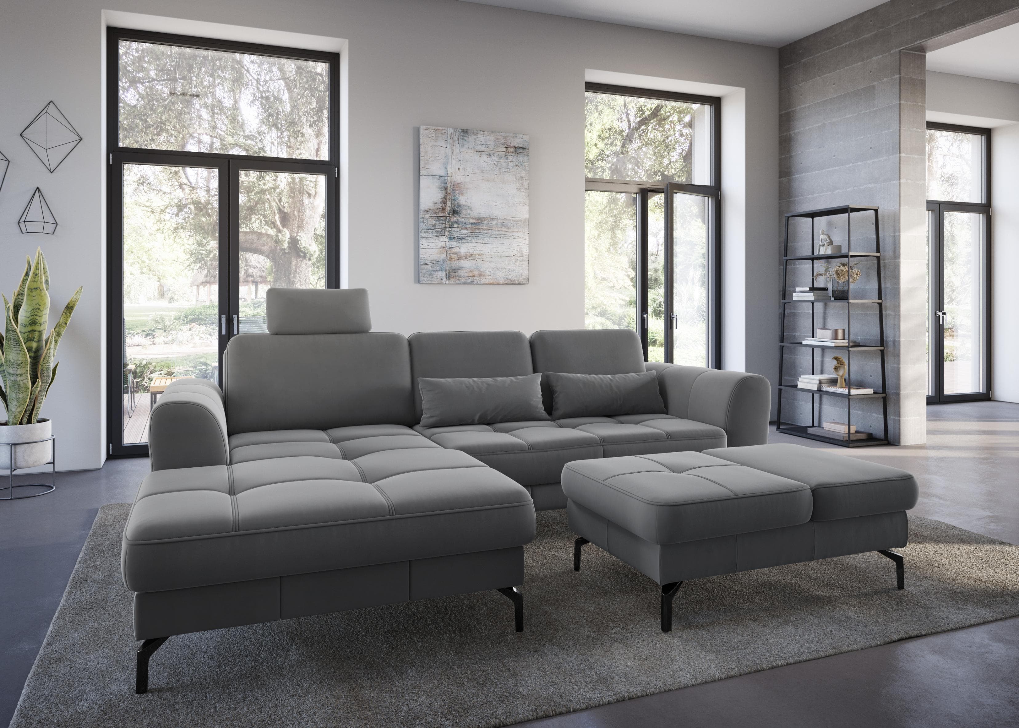 SIT & MORE Sofakissen Bendigo Hellgrau 2-er Set Samtoptik