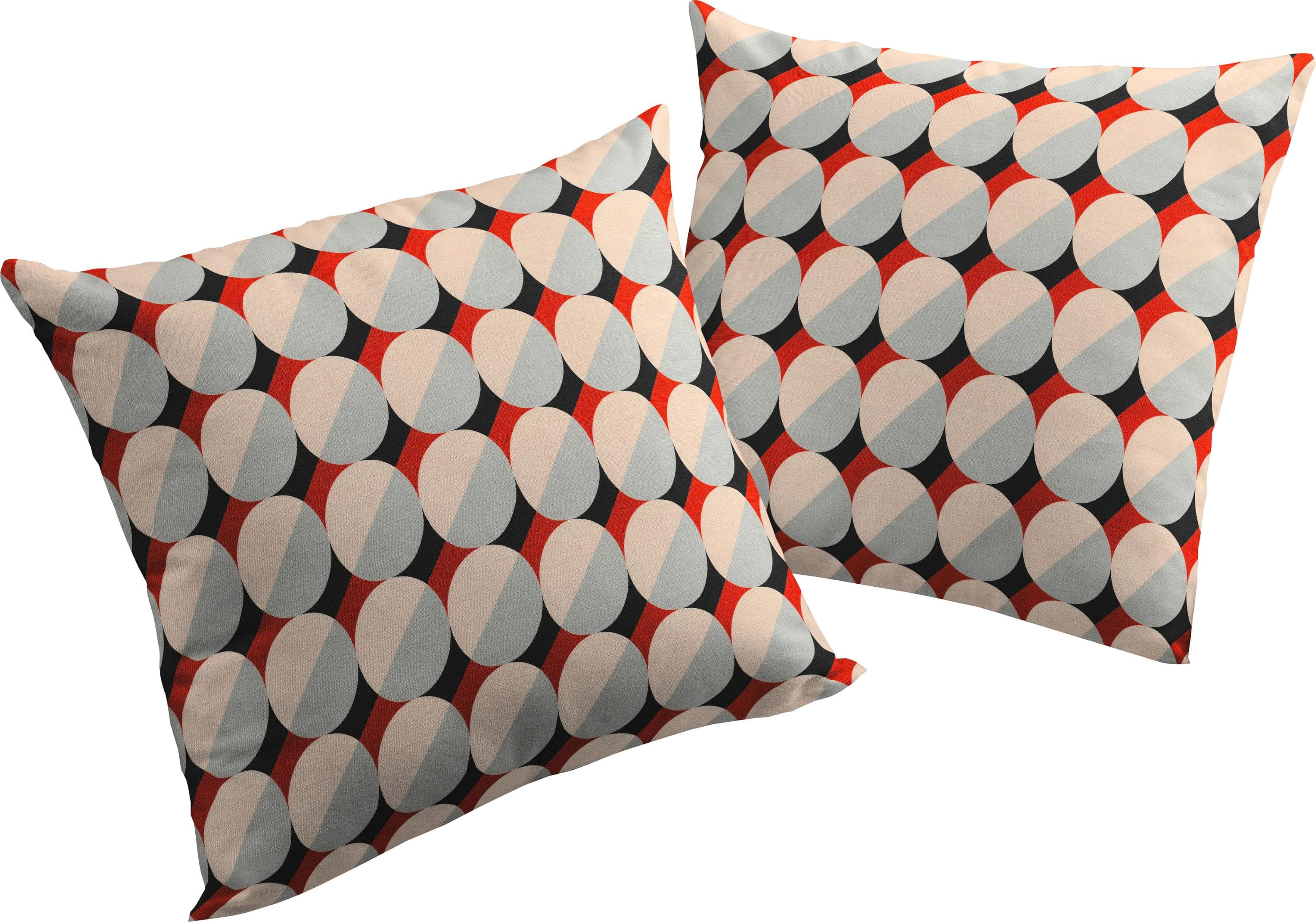 ADAM Dekokissen Circles Retro Bunt Orange Grau 40x40 cm
