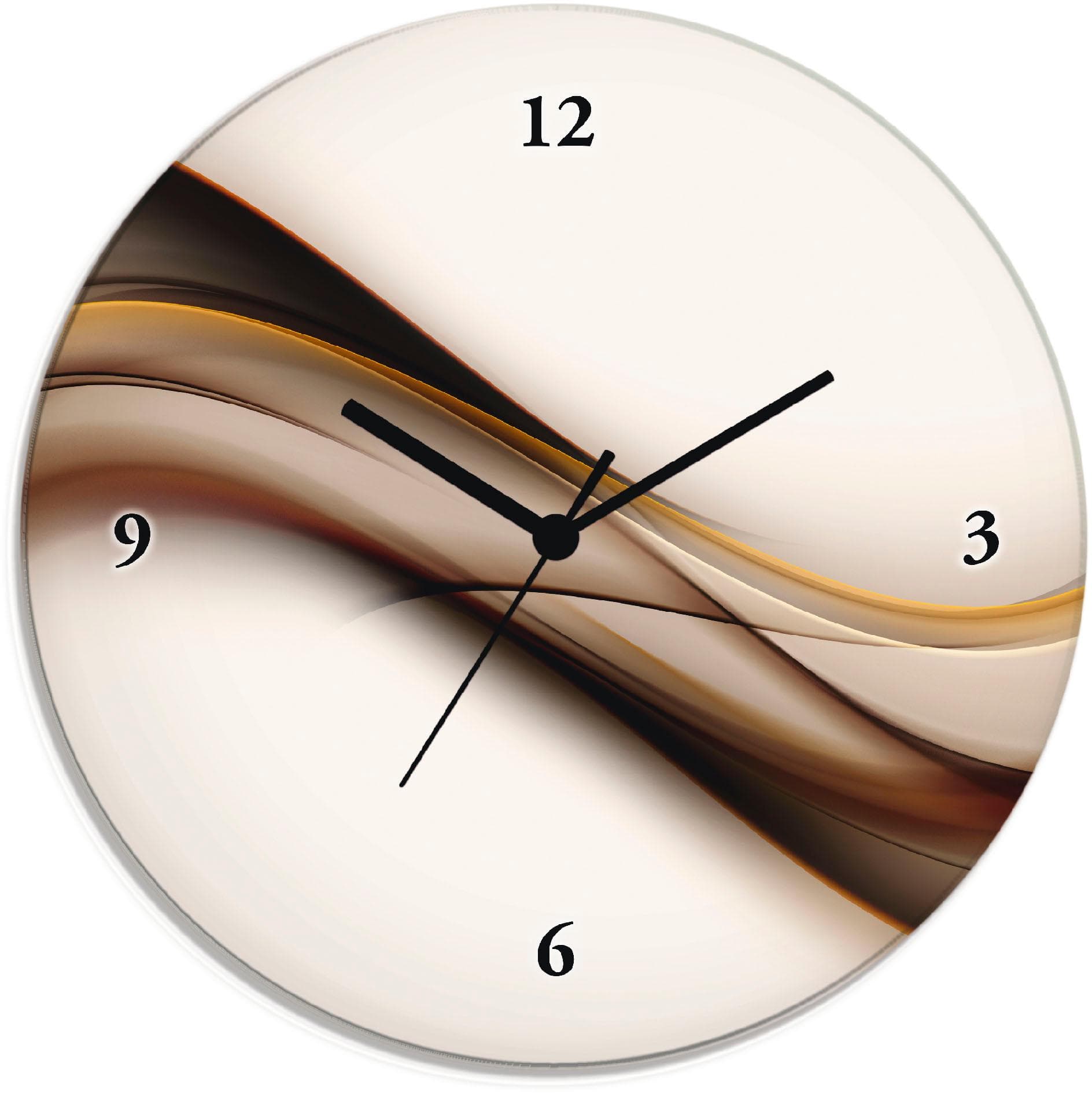 ARTLAND Wanduhr Welle Braun Glas Funkuhrwerk Lautlos