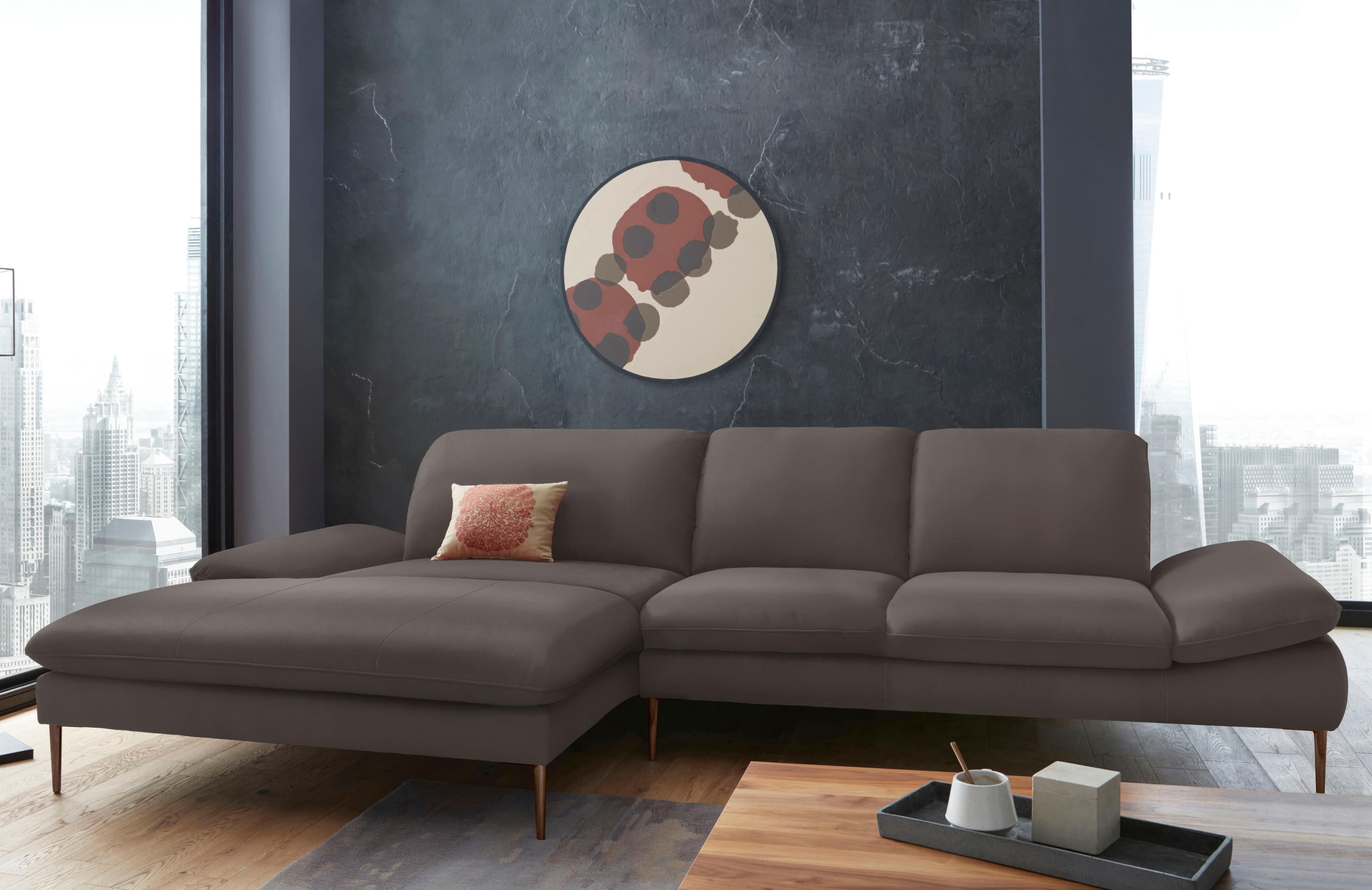 W.SCHILLIG Ecksofa enjoy&MORE Braun L-Form mit Sitztiefenverstellung