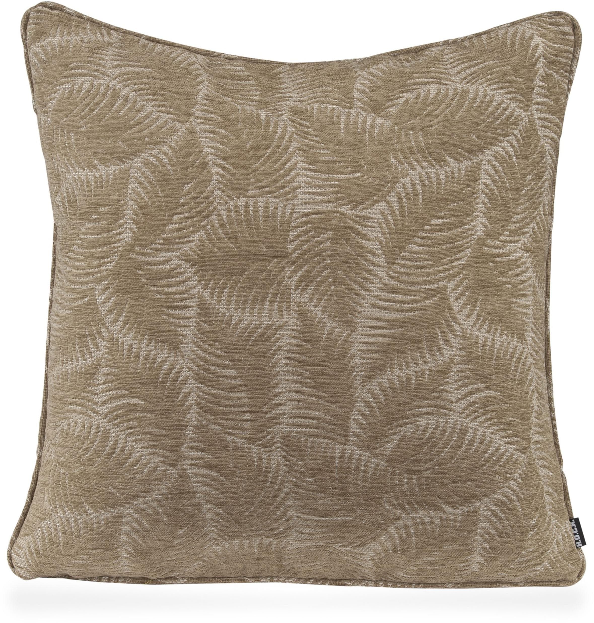 H.O.C.K. Dekokissen Nelly Braun Taupe Blätter-Muster 60x60cm
