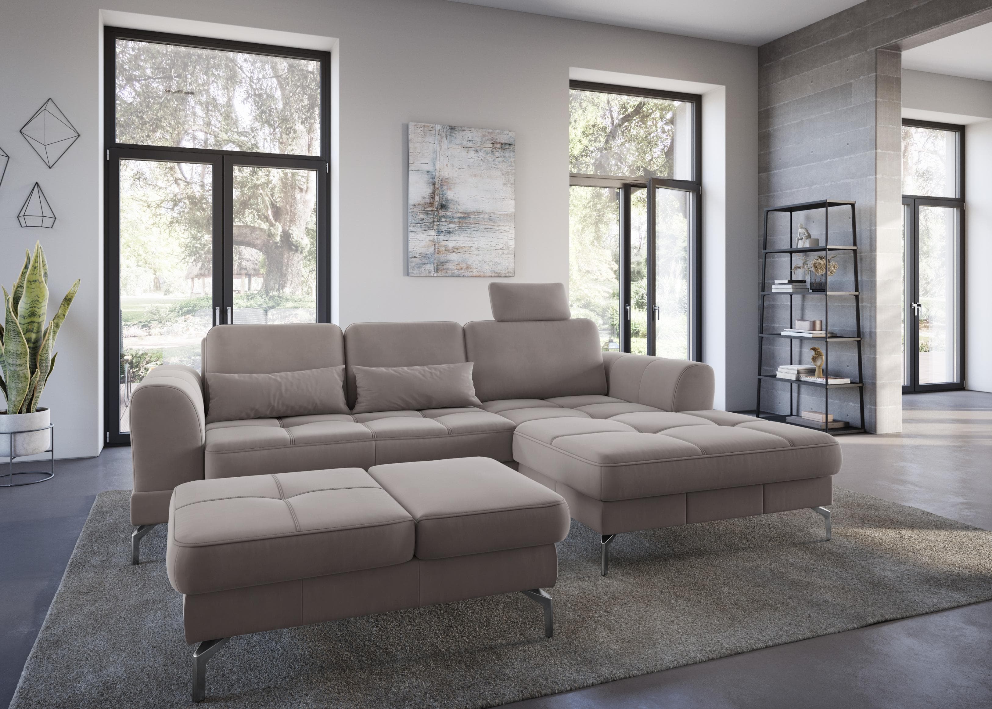 SIT & MORE Sofakissen Bendigo Beige Samtoptik 2er Set