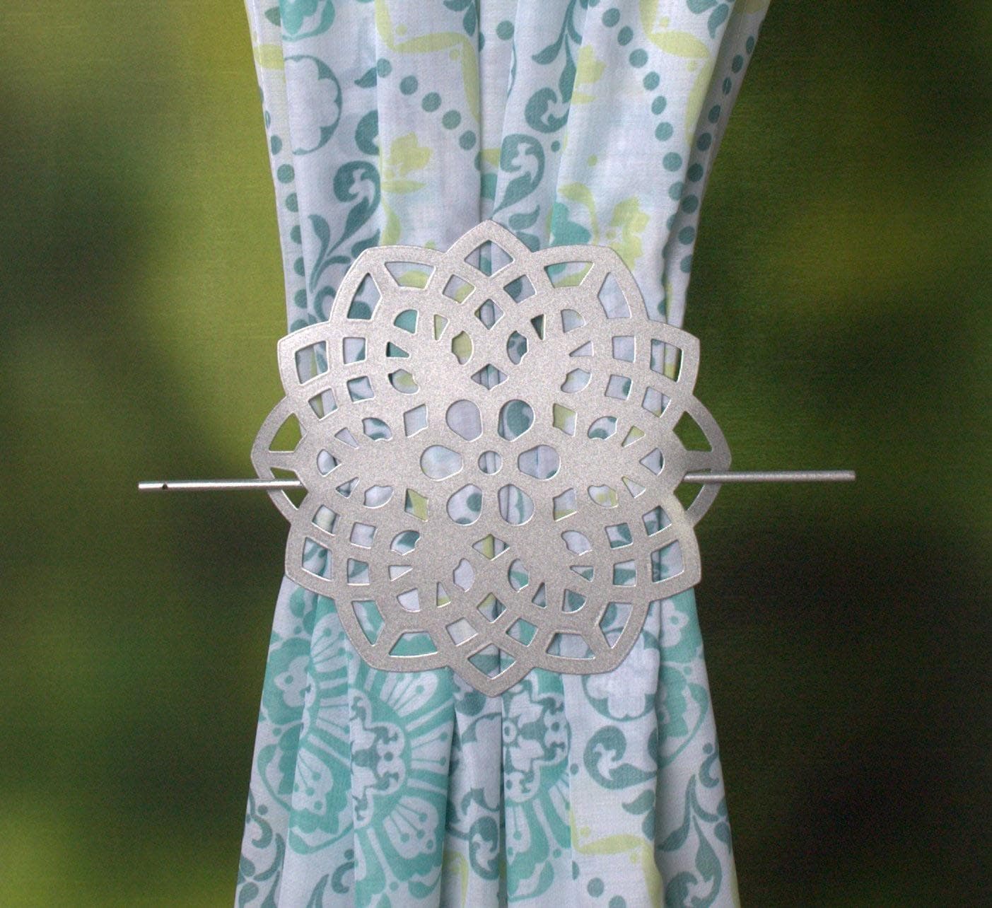 HOME WOHNIDEEN Raffhalter FLOWER Silber Metall Ø12cm