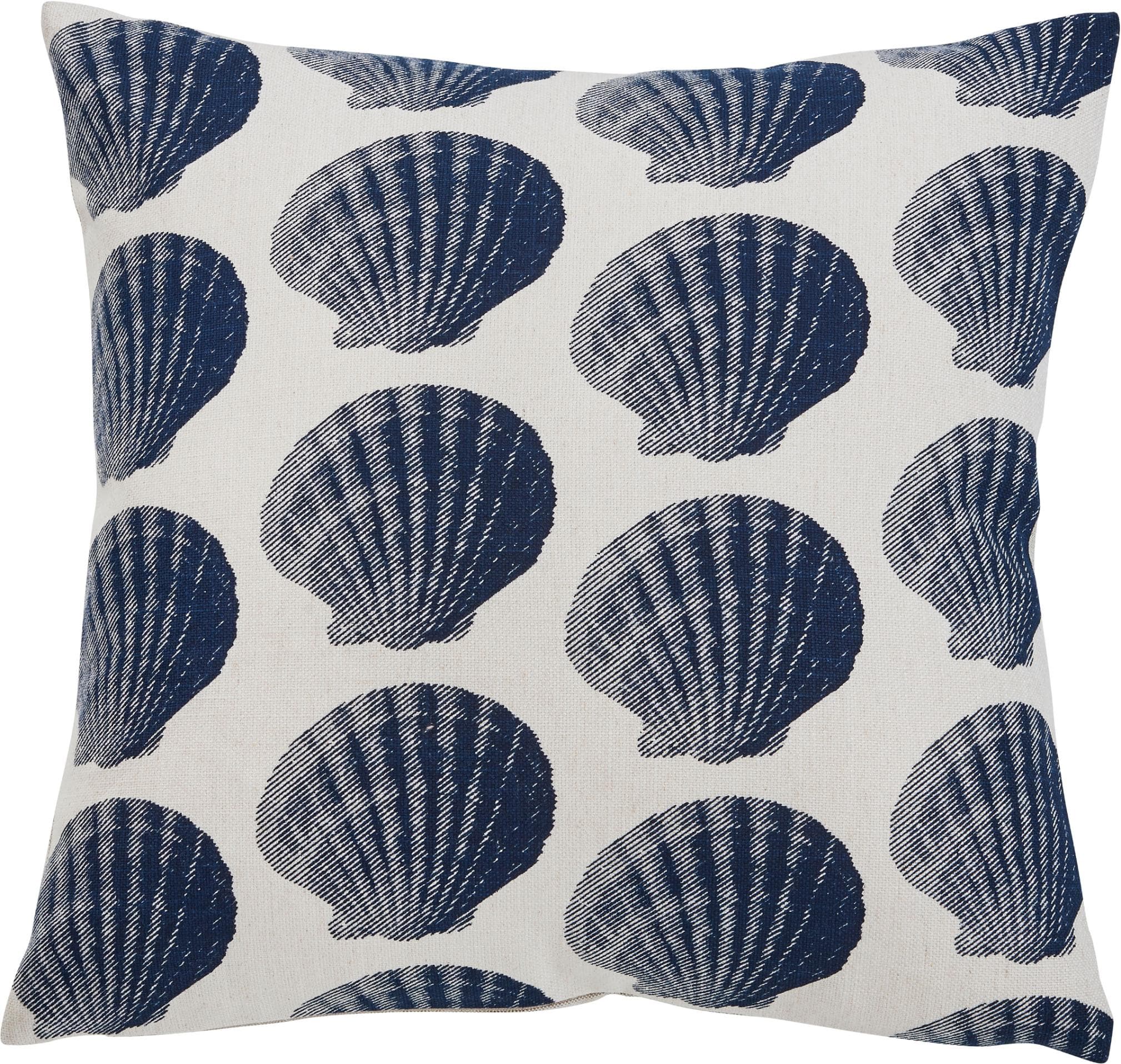 DONE. Dekokissen Sea Shell Beige Blau 45x45cm Baumwolle Leinen Viskose