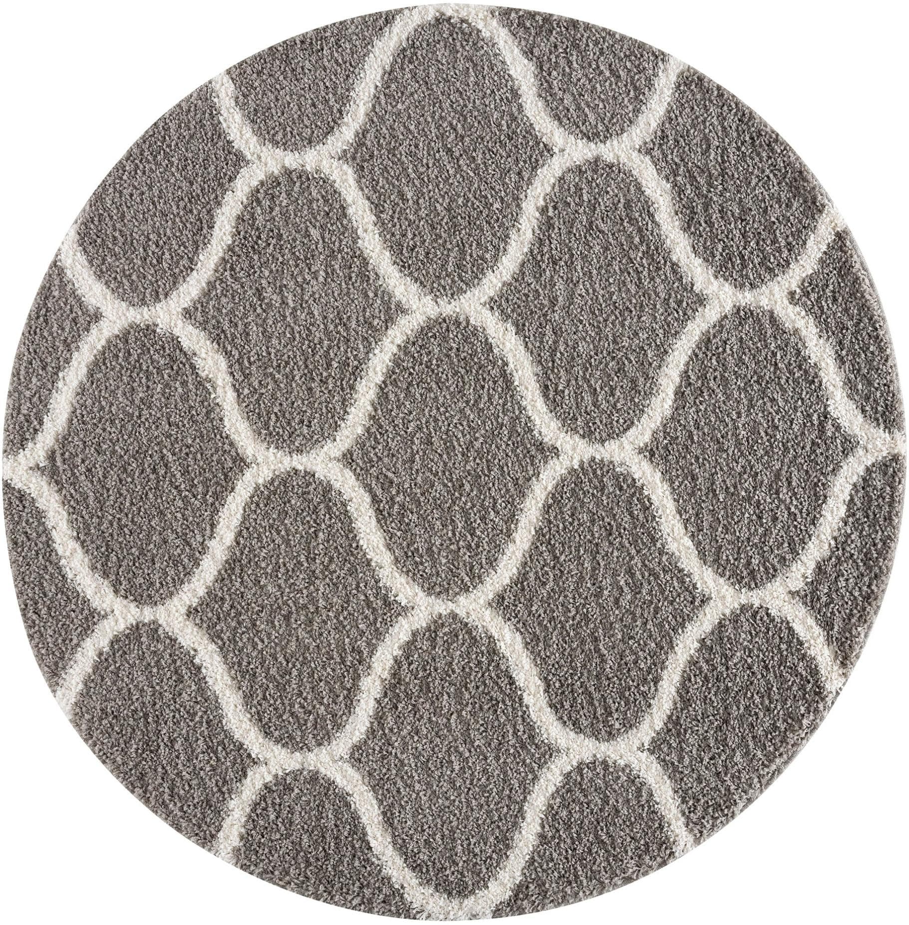 SANAT Madrid Hochflor-Teppich Rund Hellgrau 120cm