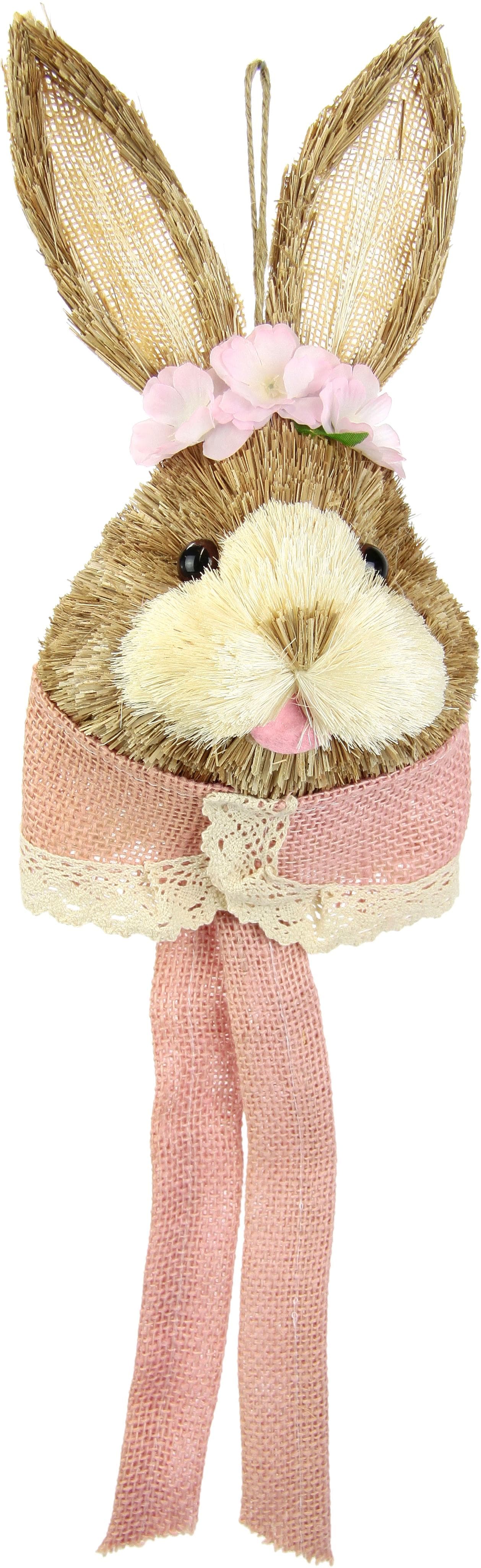 I.GE.A. Bast-Hasenkopf Osterdeko mit Juteschlaufe