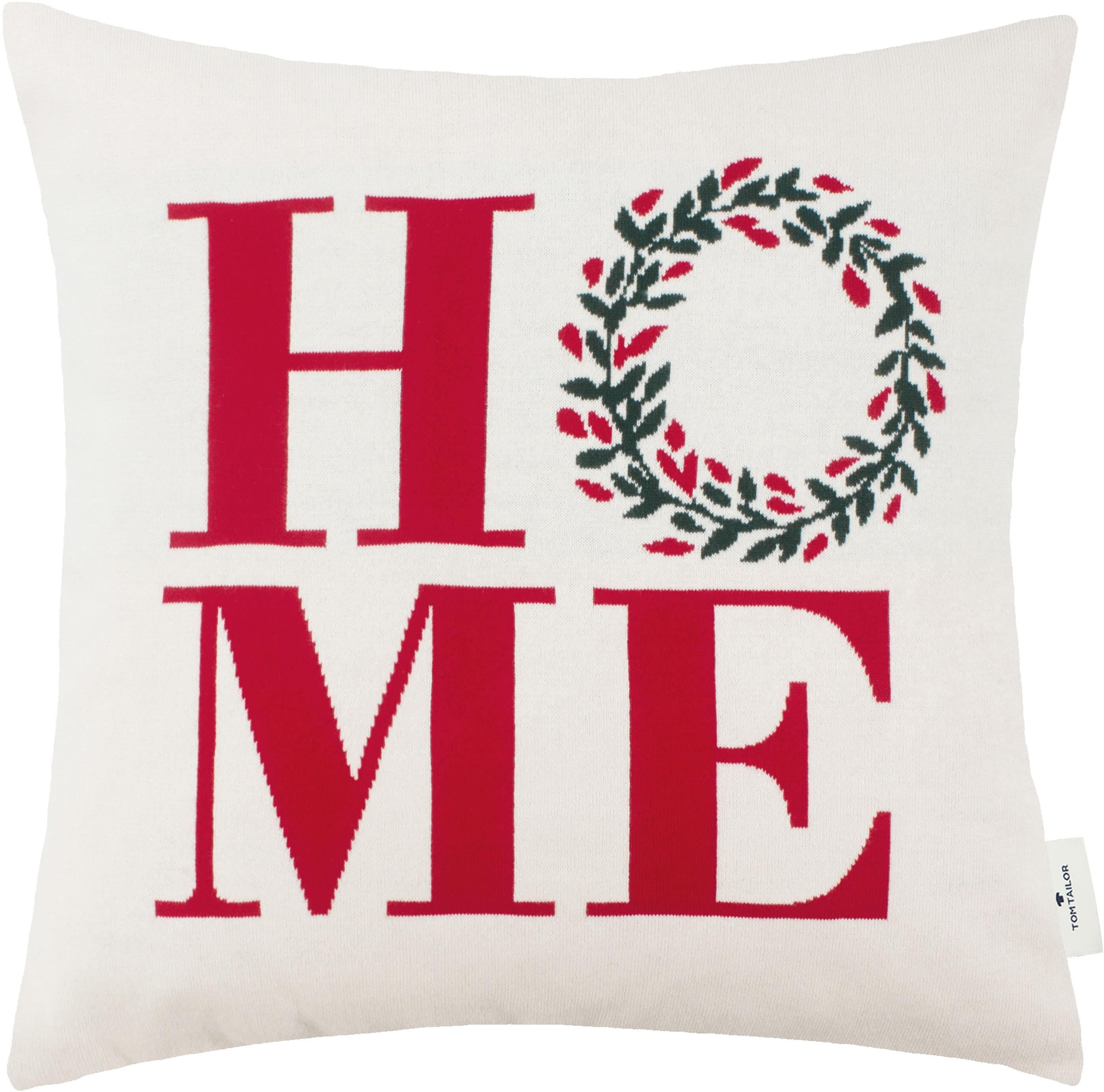 TOM TAILOR HOME Dekokissen Xmas Home Rot Weiß 45x45cm Baumwolle