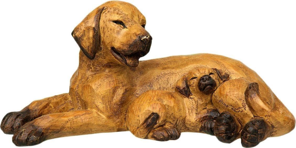 Ambiente Haus Dekofigur Hund mit Welpe Braun Metall