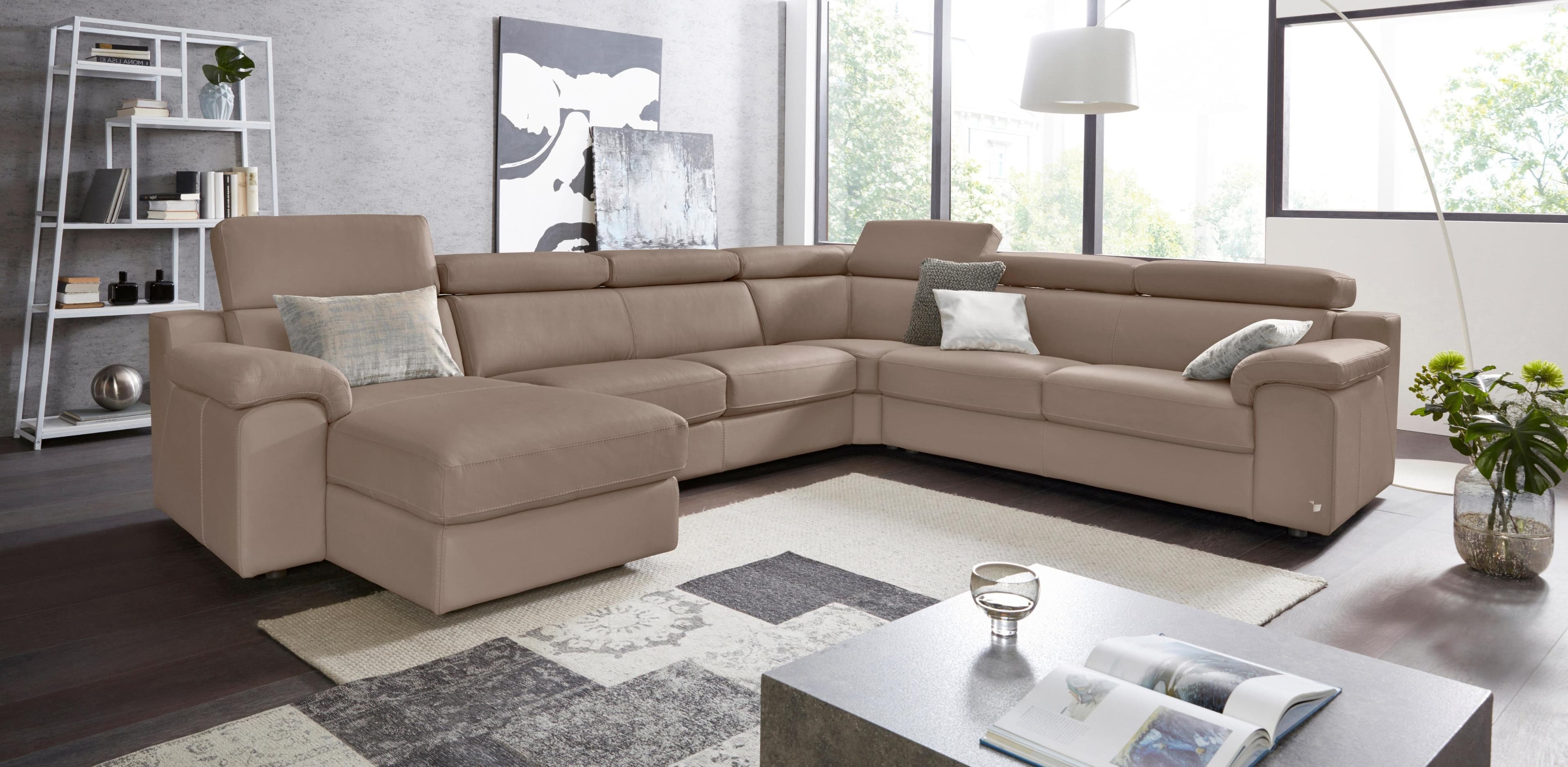 CALIA ITALIA Wohnlandschaft CS_Mambo U-Form Familiensofa Leder taupe