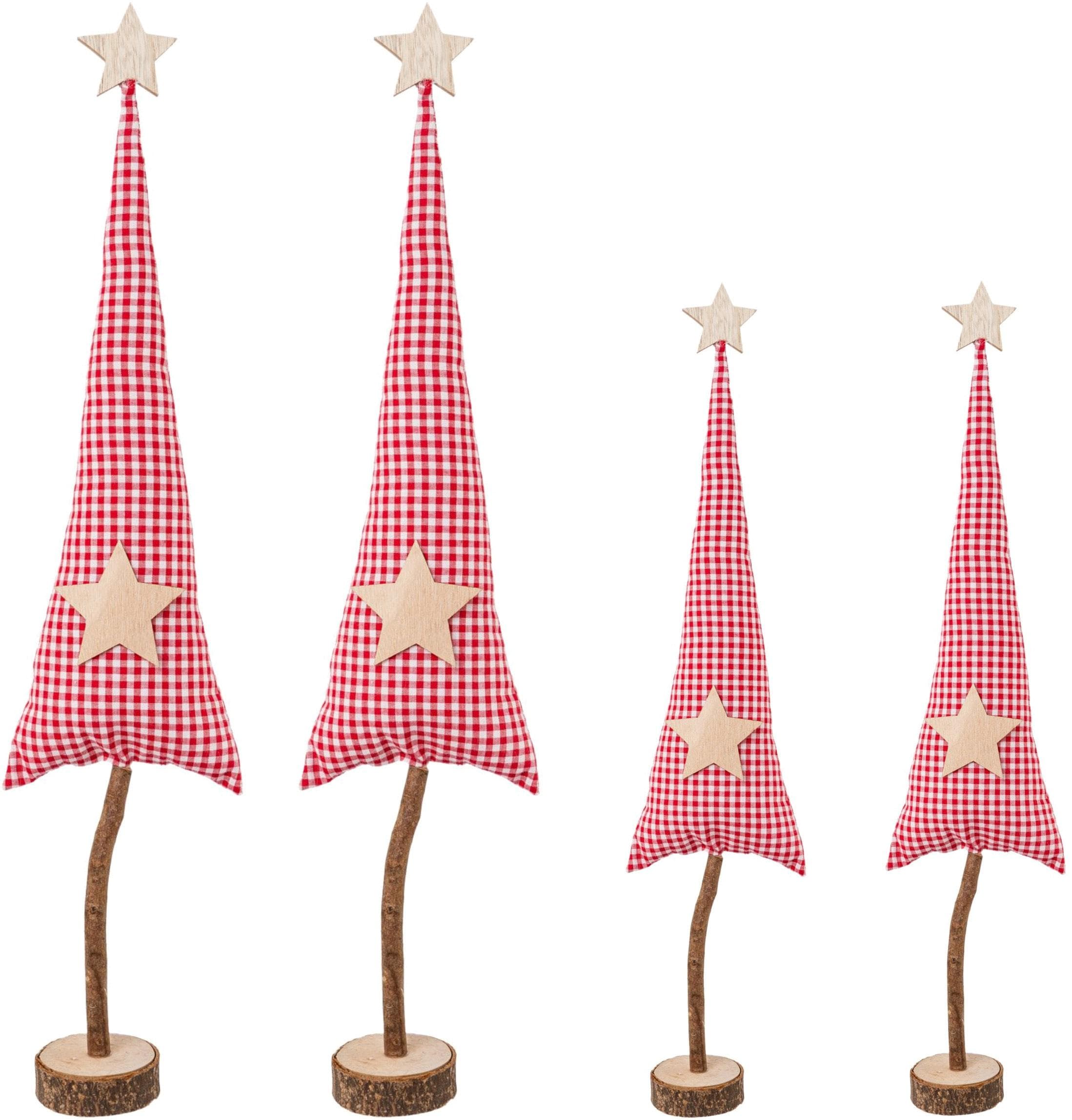 Dekobaum CREATIV DECO Weihnachtsdeko Rot 2er Set Stoff Holz