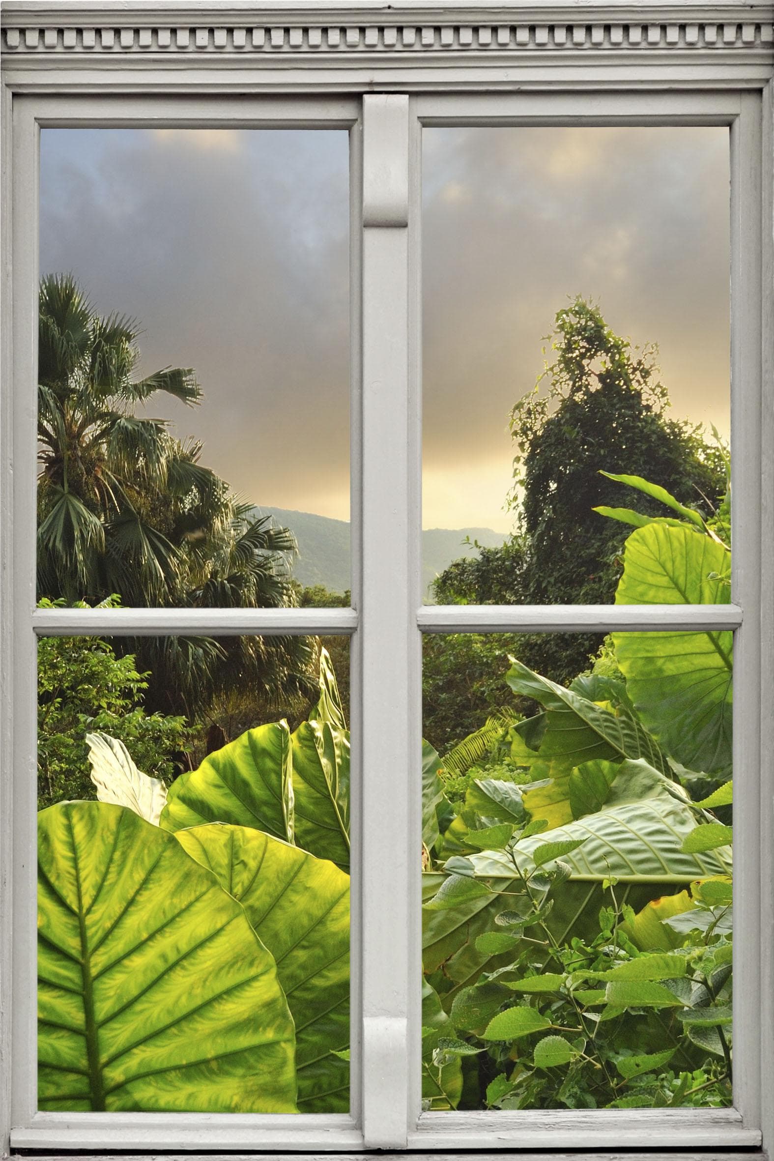 QUEENCE Wandsticker Regenwald Grün 3D Fensterdurchbruch