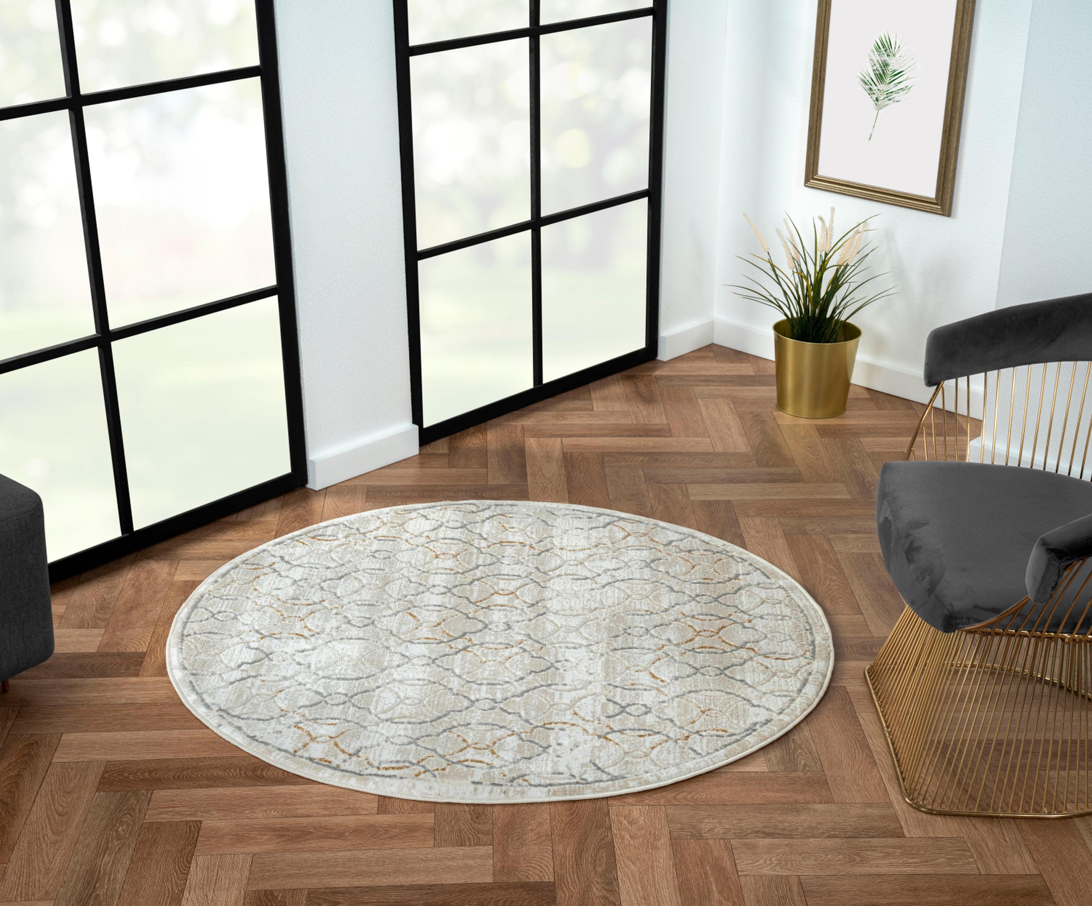 My Flair Teppich My Floor Retro-Style Beige Grau Altgold 120cm